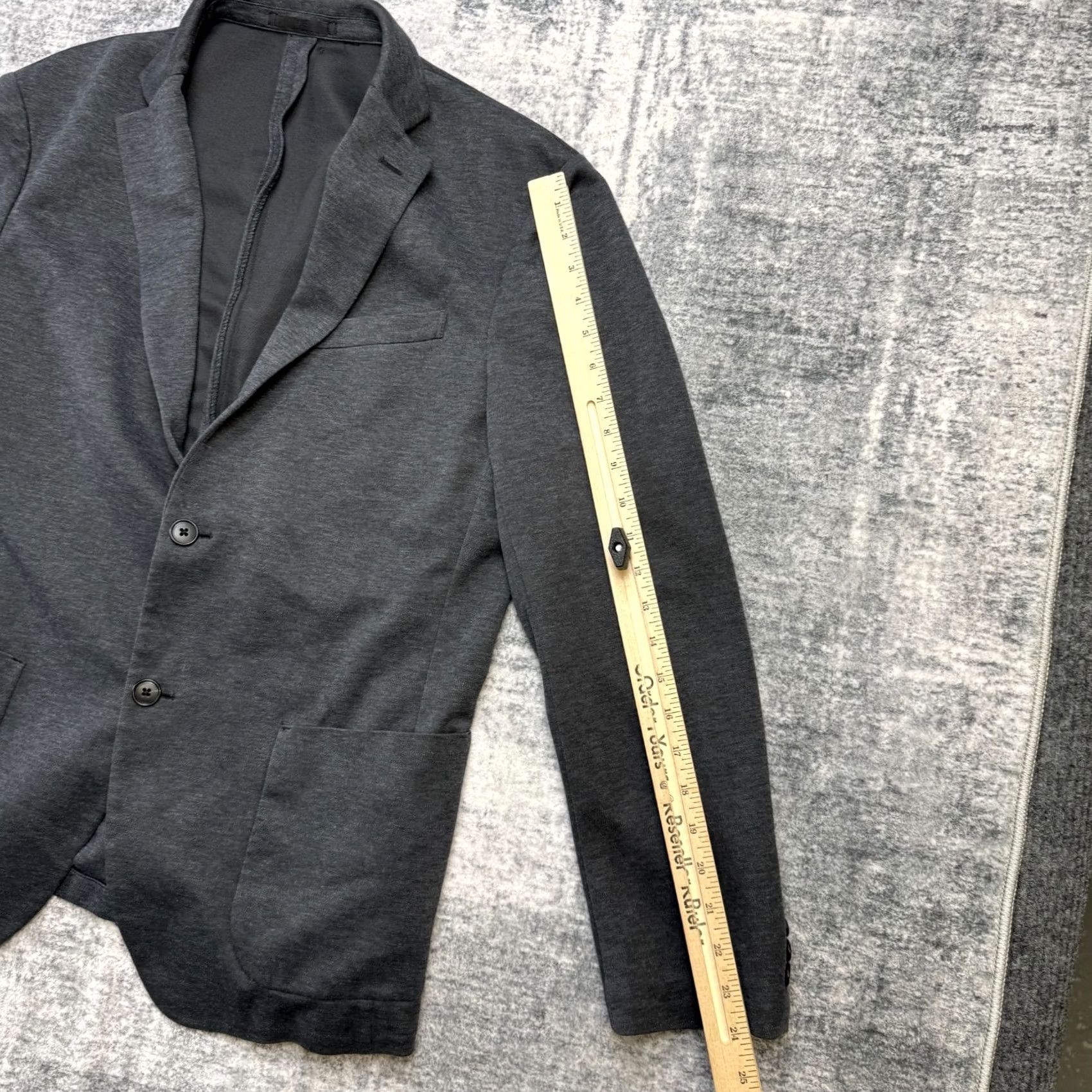 Uniqlo Uniqlo Blazer Mens M Slim Fit Knit Jacket Gray Notch Lapel Single-Breasted 3-Button Travel Casual Business Fall Spring Summer Winter Size 40R - 6 Thumbnail