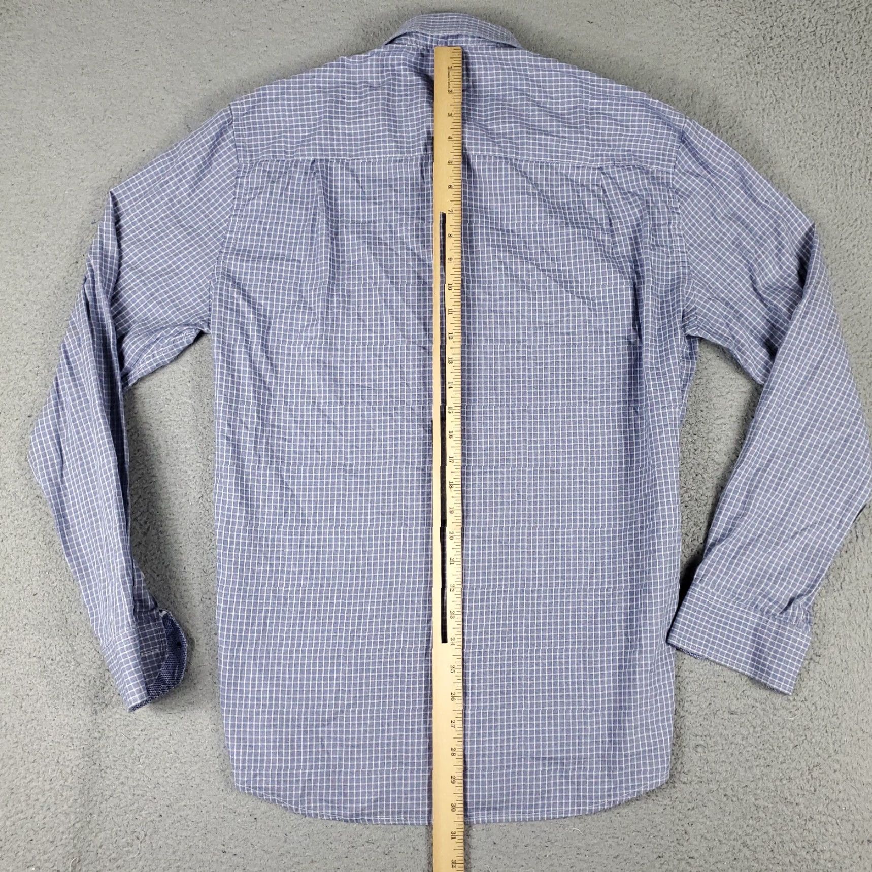 Vintage VINTAGE Duchamp Shirt Mens Size 16.5 Blue Check Dress Button Up Long Sleeve Size 42R - 3 Thumbnail
