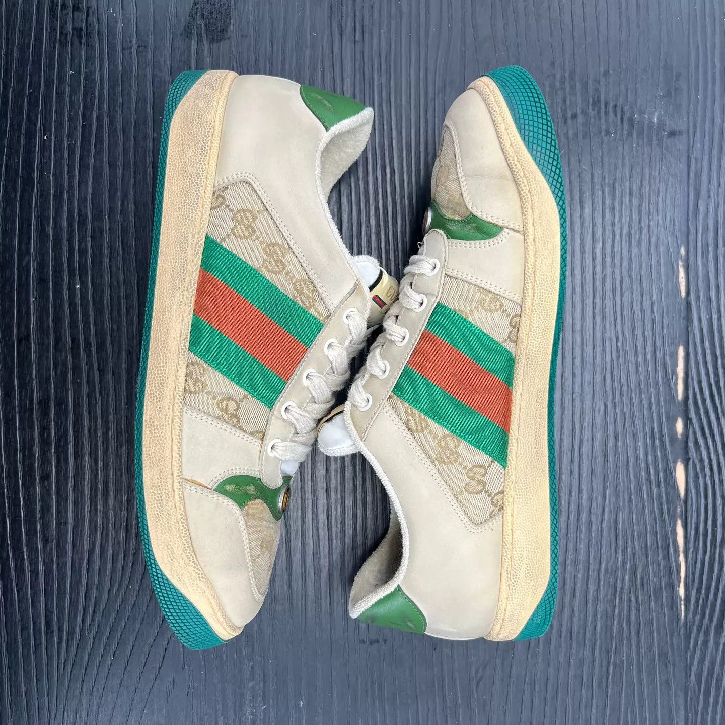Gucci Gucci Dirty Sneaker Gray Green EU43.5 Like New Size US 10.5 / EU 43-44 - 3 Thumbnail