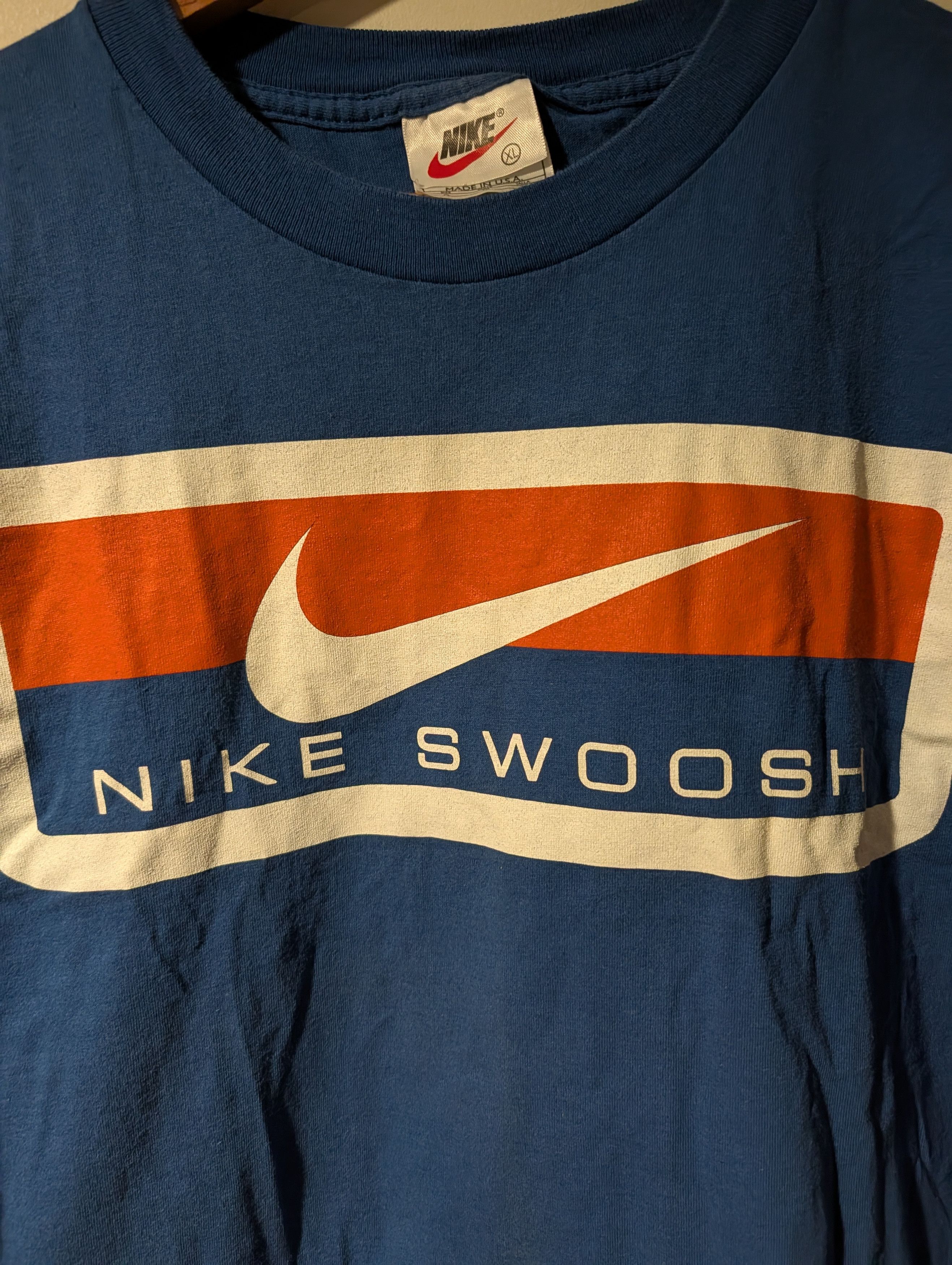 Nike Vintage 90s Nike Big Swoosh T Shirt XL Made USA Block Logo Size US XL / EU 56 / 4 - 2 Thumbnail