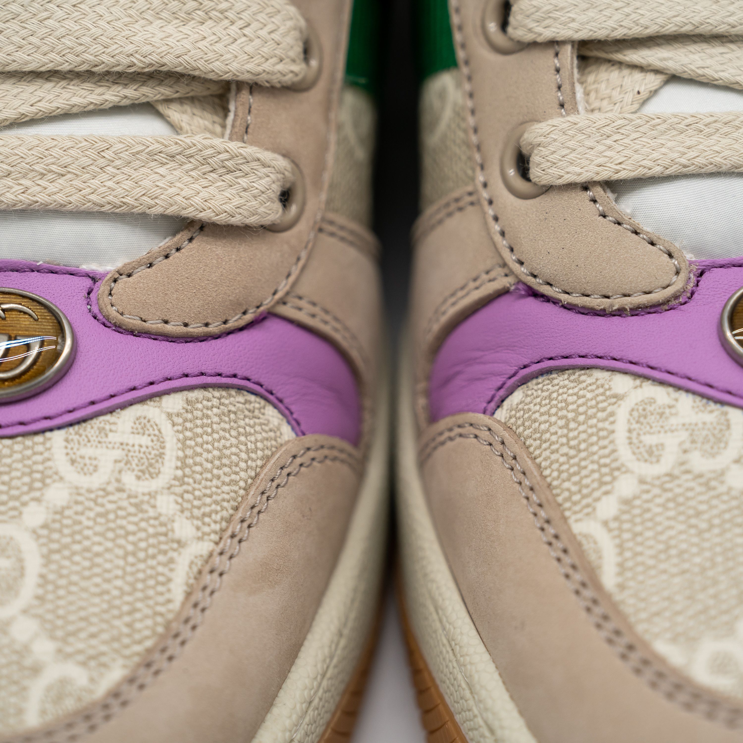 Gucci 10.5us Gucci Screener GG Beige Purple Sneakers Web Canvas Size US 10.5 / IT 40.5 - 12 Thumbnail