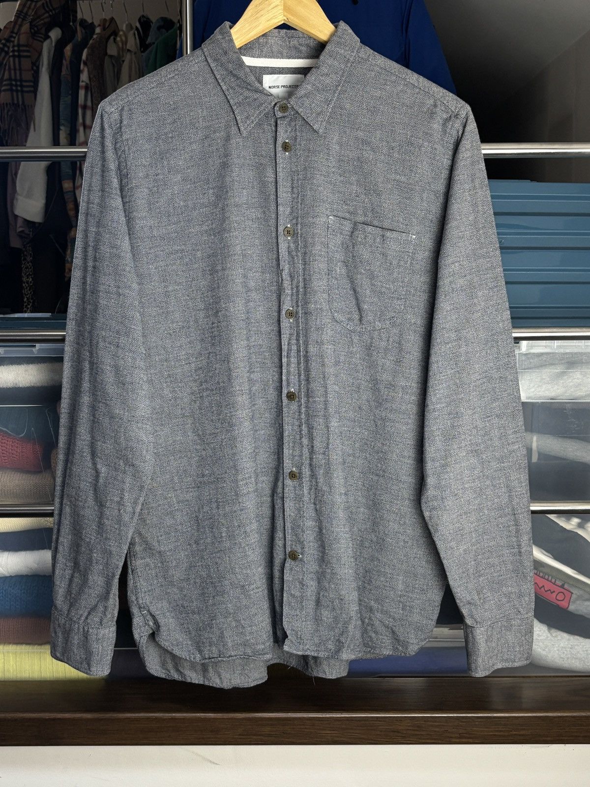 Norse Projects Norse Projects Grey Hans Mouline Long Sleeve Shirt Size US L / EU 52-54 / 3 - 1 Thumbnail