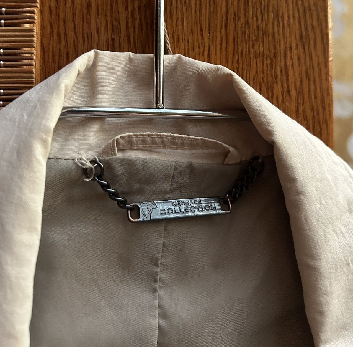 Versace × Vintage Versace Collection Beige 2 Button Sport Coat Size 50L - 9 Thumbnail