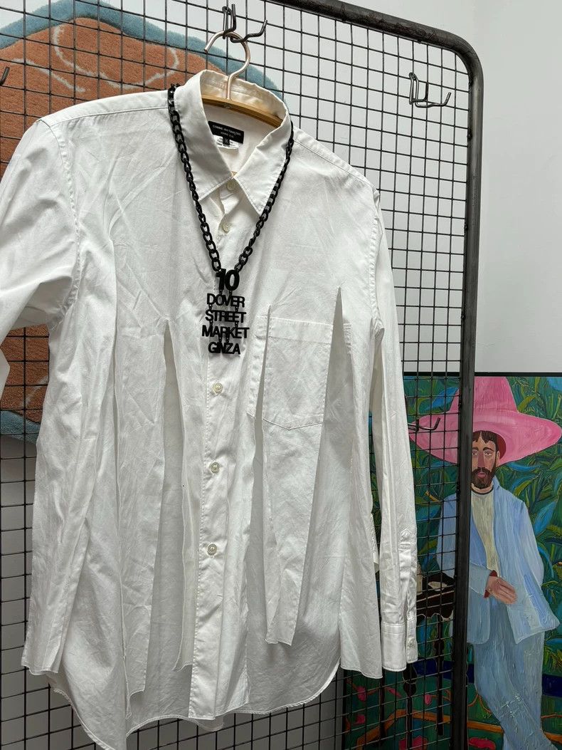 Comme des Garçons White Fringe Hem Shirt - dmc