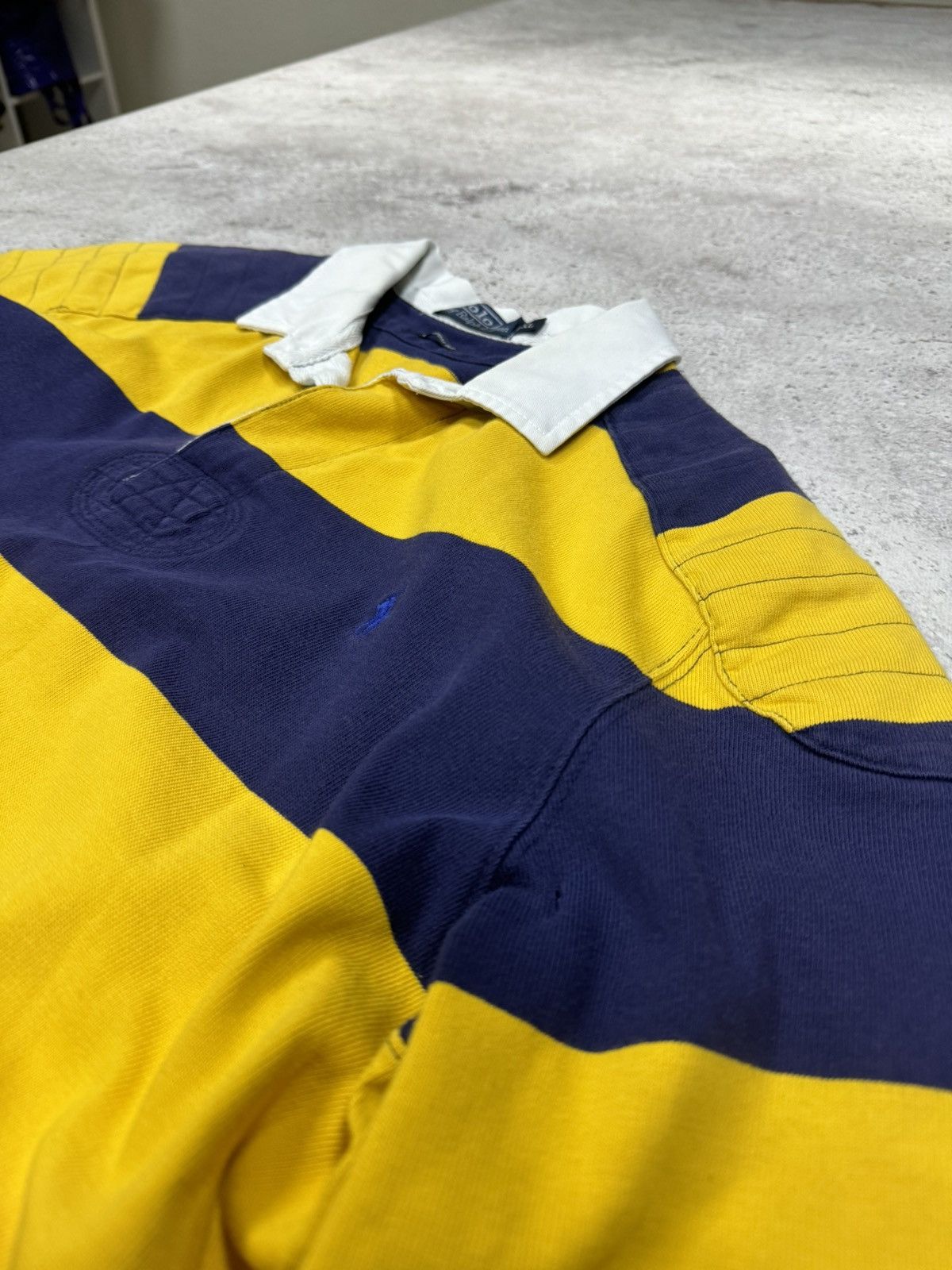 Polo Ralph Lauren × Ralph Lauren × Vintage VNT Ralph Lauren Polo Stoned Cotton Rugby Longsleeve Striped Size US L / EU 52-54 / 3 - 7 Thumbnail
