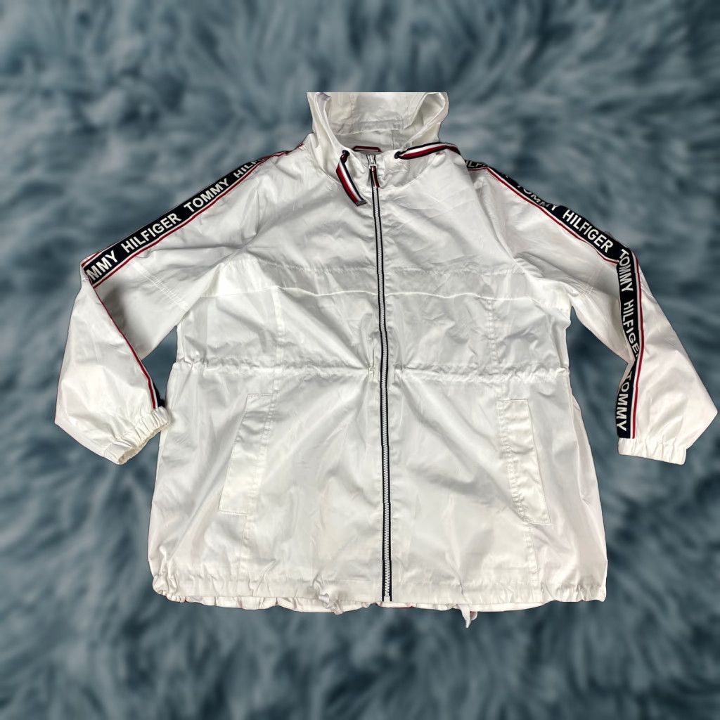 Tommy Hilfiger Tommy Hilfiger Arm Spell Out Unisex 2XL Hoodie Windbreaker White Zip Mens Womens 2XL Size US XXL / EU 58 / 5 - 1 Thumbnail