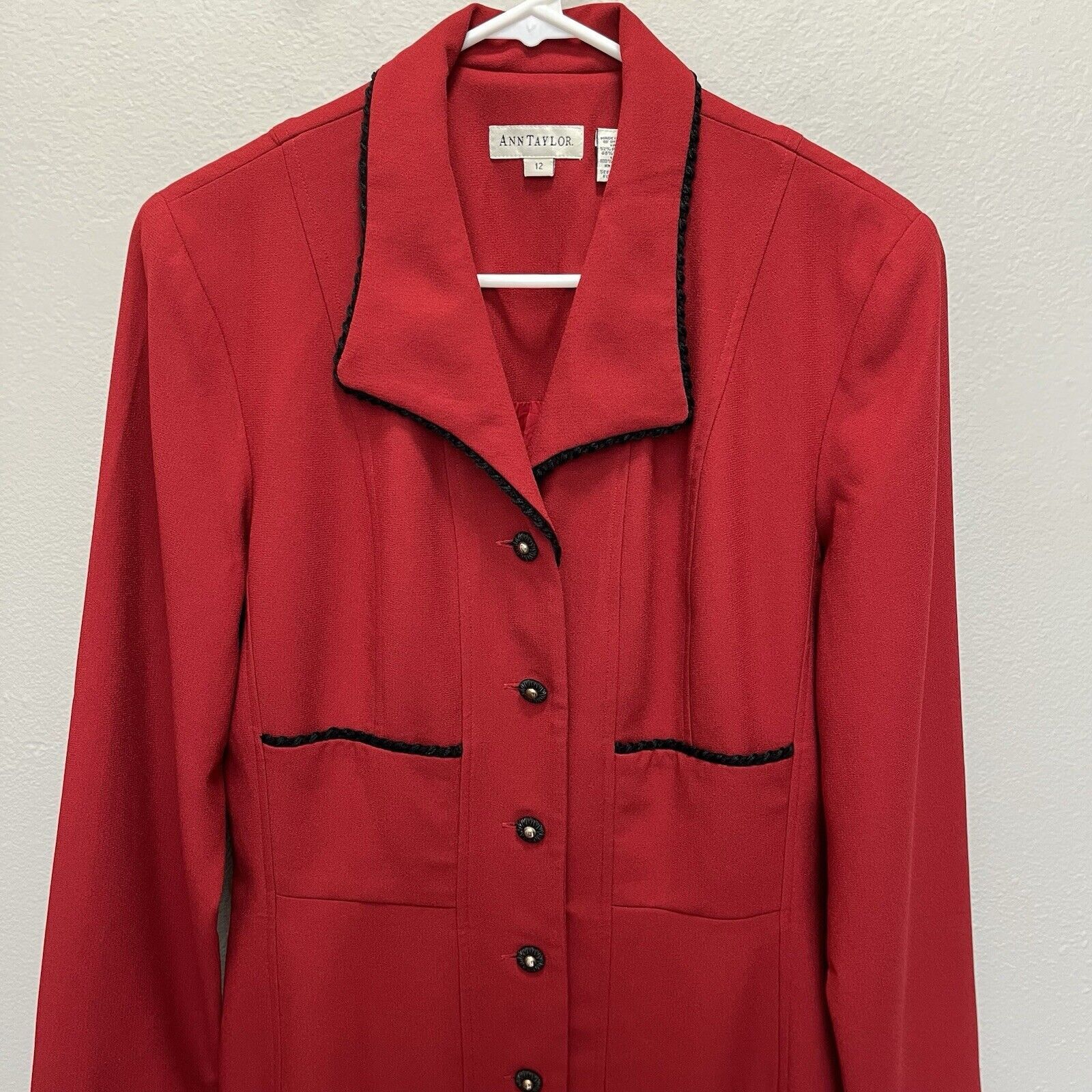 Ann Taylor × Vintage Ann Taylor | Vintage Buttoned Red Trench Coat USA Size 12 Size XL / US 12-14 / IT 48-50 - 3 Thumbnail