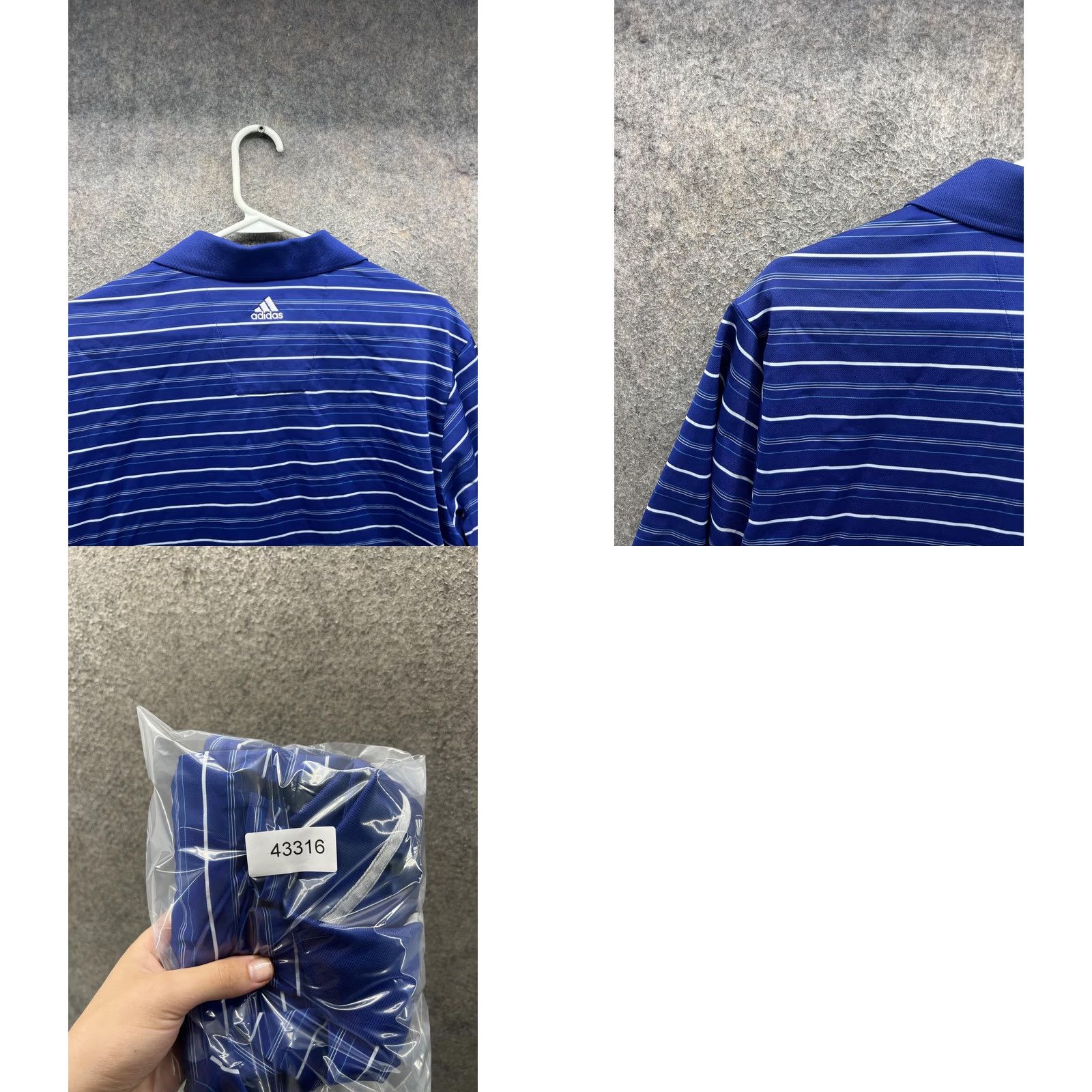 Adidas Adidas Climacool Polo Shirt Mens Medium Blue Stripe Golf Performance Shirt Size US M / EU 48-50 / 2 - 9 Thumbnail
