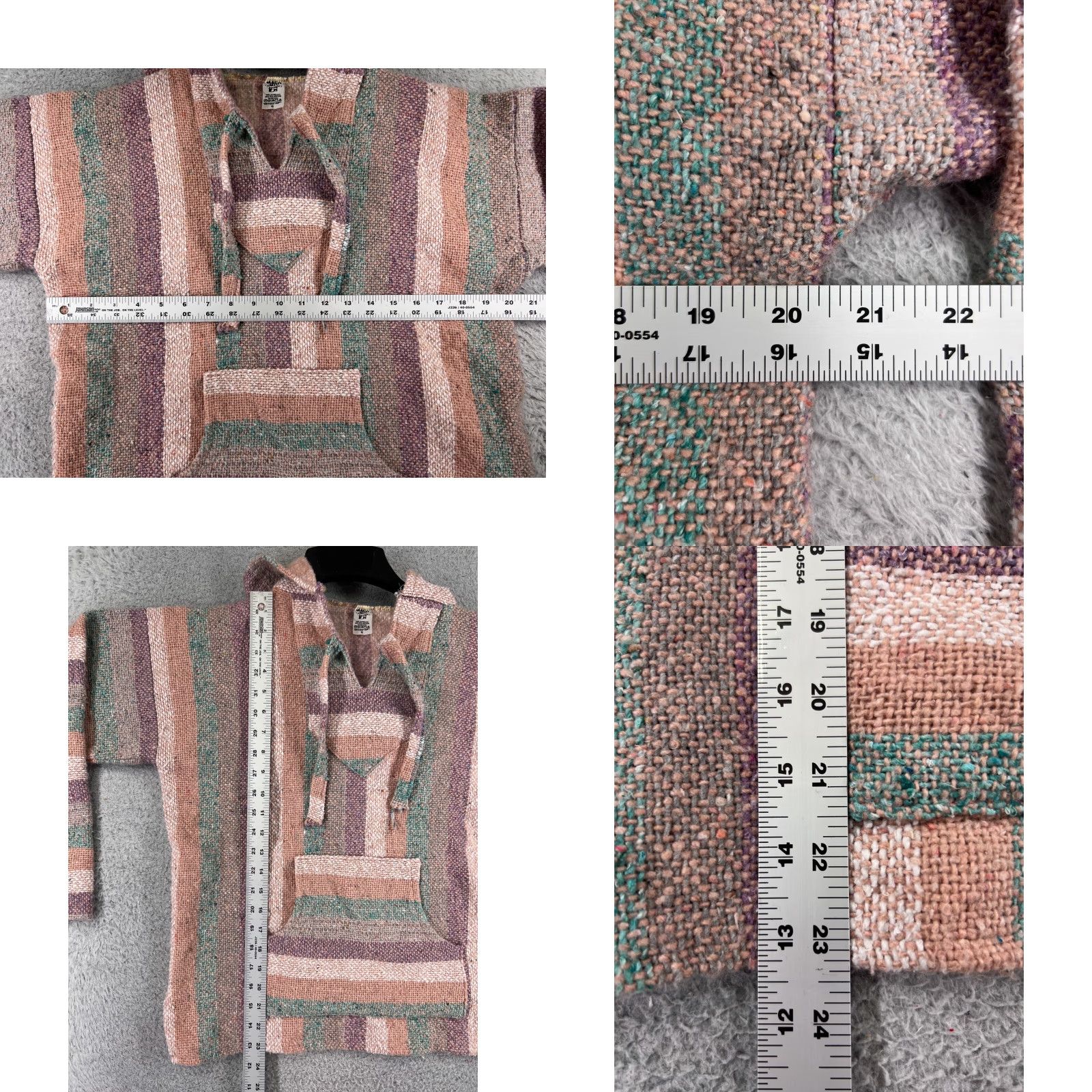 Vintage Maco Baja Hoodie Mens Small Pink Orange Stripe Acrylic Blend Mexico Poncho Drug Rug Size US S / EU 44-46 / 1 - 8 Thumbnail