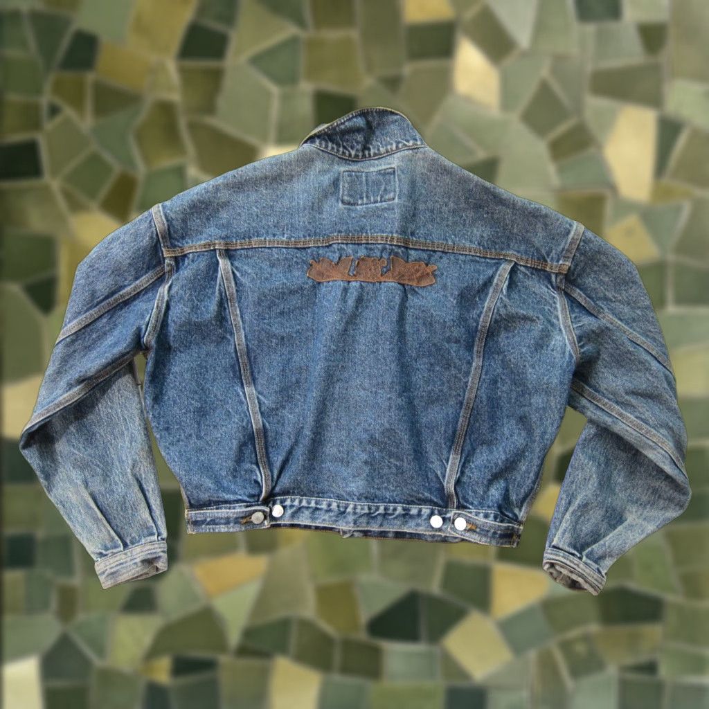 Jordache VINTAGE Jordache Basics Cotton Distressed Denim Leather Jean Jacket M-L Jeans Jacket Women Blue 80s 90s Denim Vintage Jordache Women Mens Size 32" / US 10 / IT 46 - 1 Thumbnail