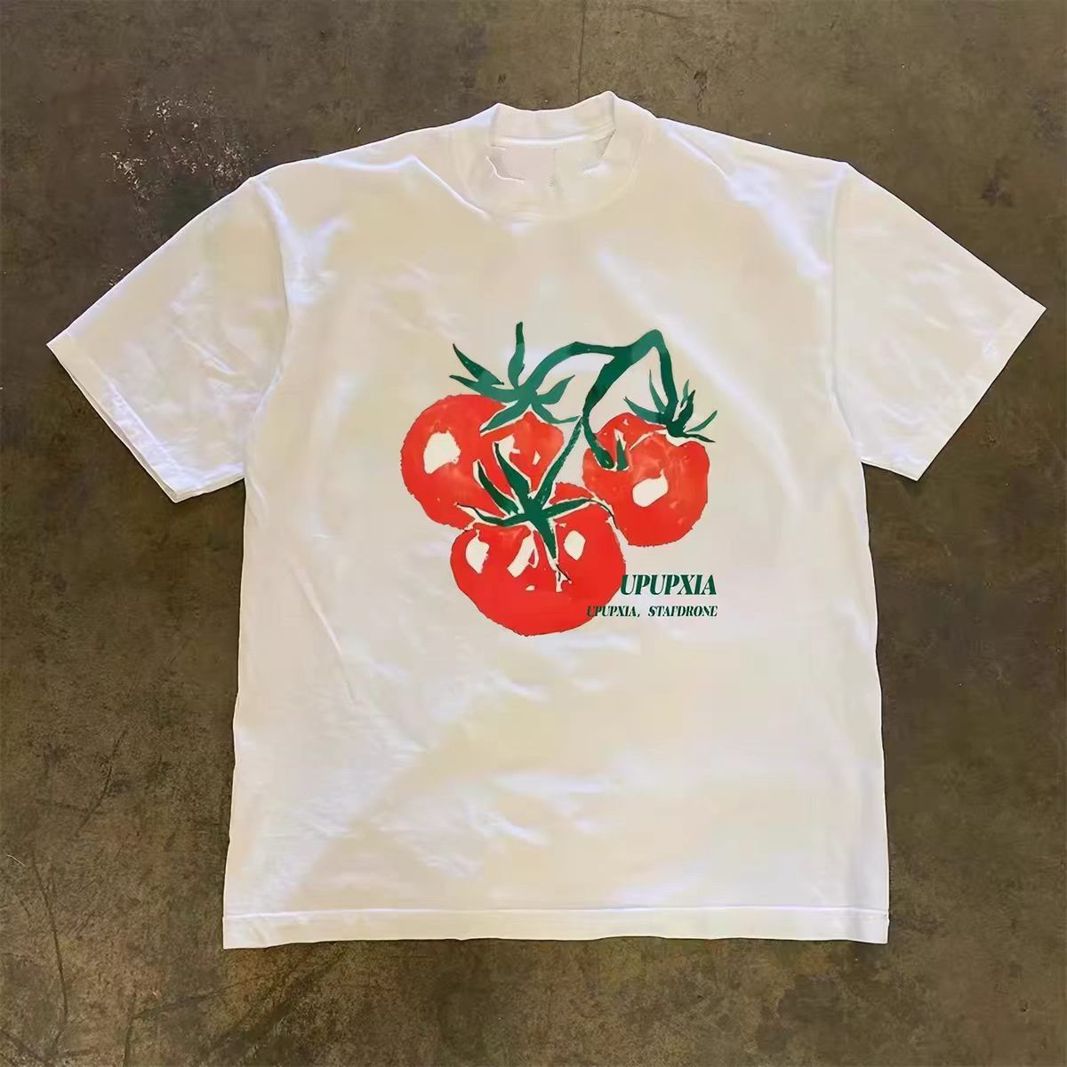 Vintage White Casual Retro T-Shirt with Tomato Print Size US M / EU 48-50 / 2 - 1 Thumbnail