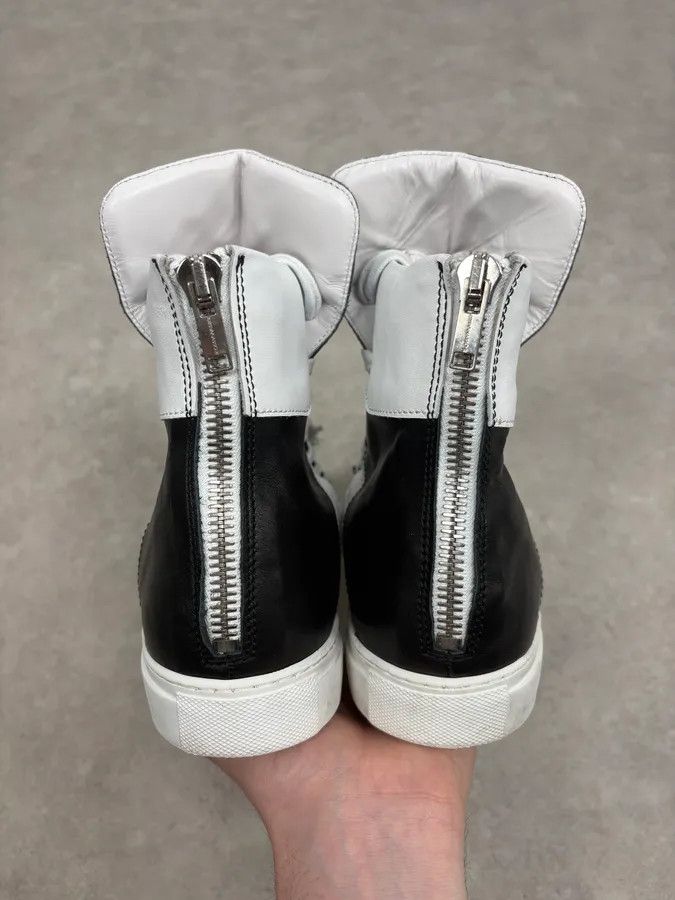 Kris Van Assche Kris Van Assche Black & White Leather High Megalaced Sneakers Size US 8 / EU 41 - 9 Thumbnail