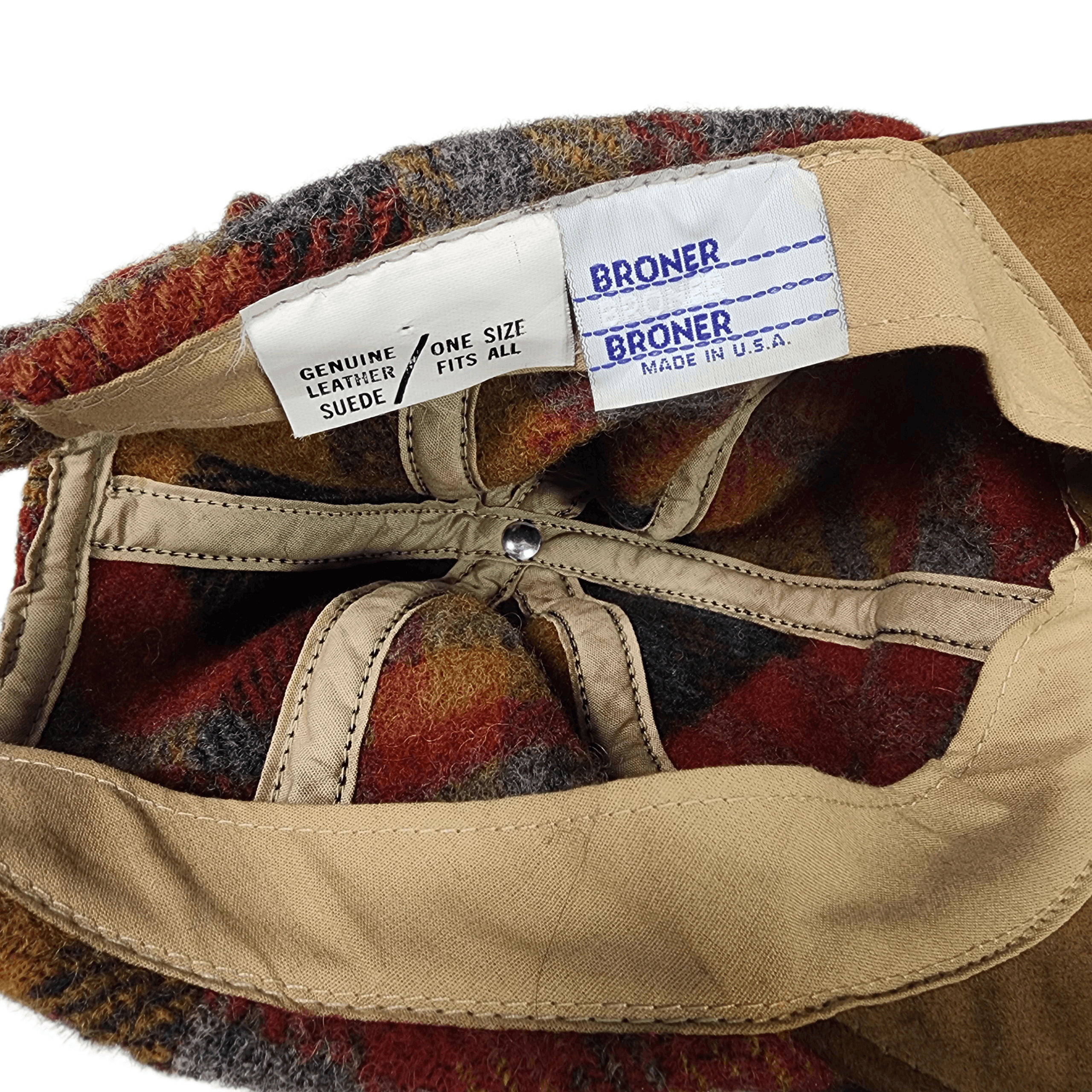 Vintage Vintage Broner Wool Plaid Cap Suede Leather Brim Made In USA Size ONE SIZE - 3 Thumbnail