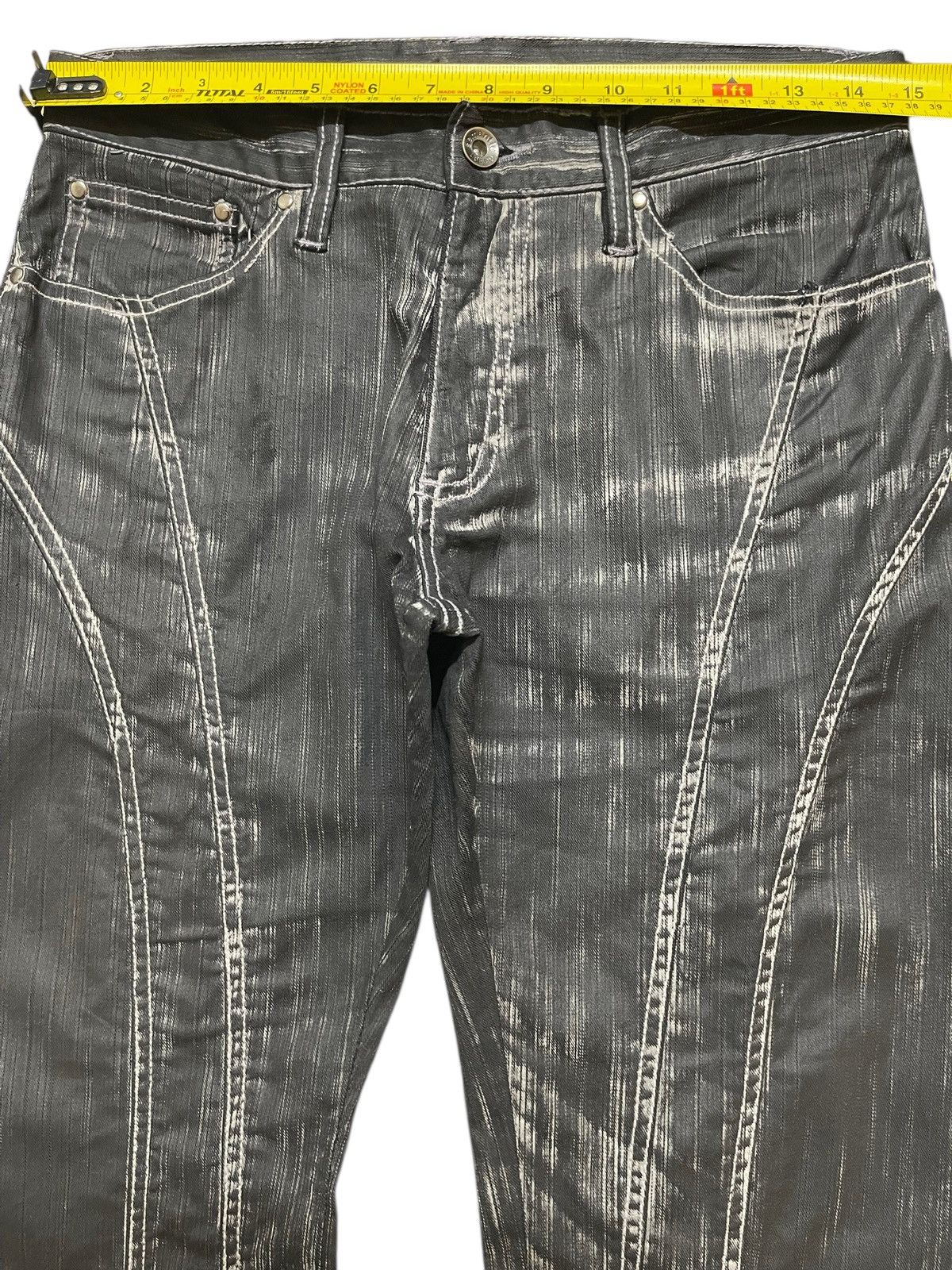 In The Attic Vintage Japan In The Attic Faded Wash Spiral Flocked Flare Size US 29 - 11 Thumbnail