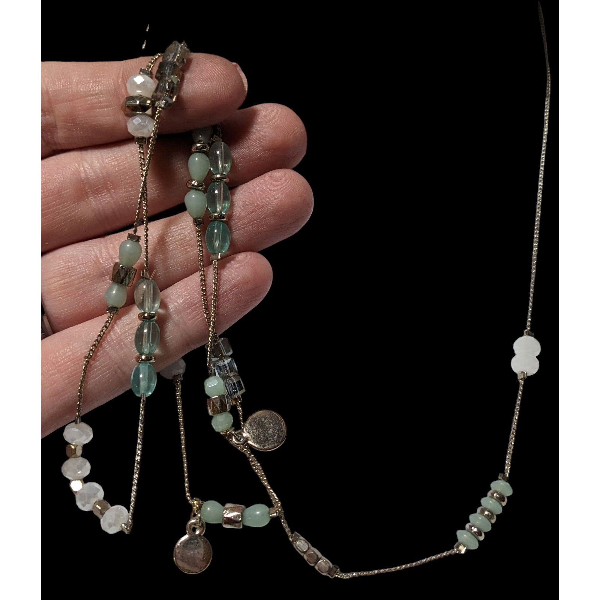 Other Minimalist Blue And Gold Beaded Station Necklace Size ONE SIZE - 3 Thumbnail