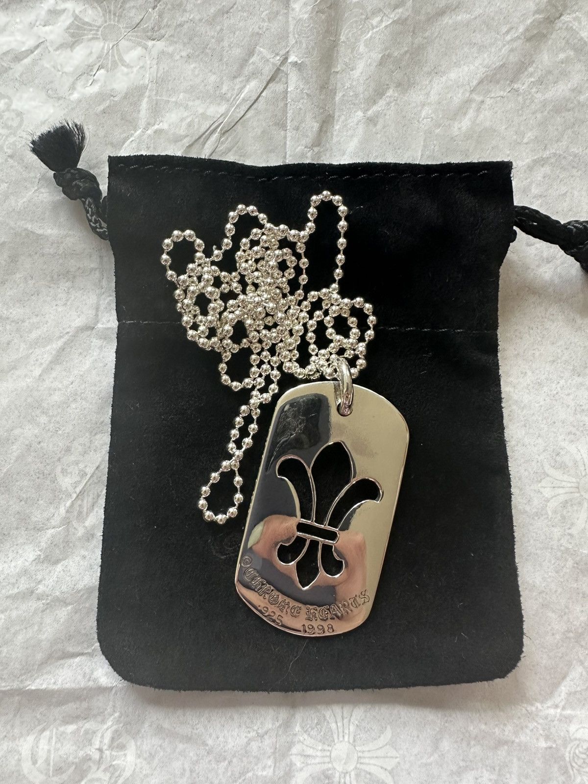 Chrome Hearts Chrome Hearts Large Fleur Cut Out Dog Tag Necklace Size ONE SIZE - 2 Thumbnail