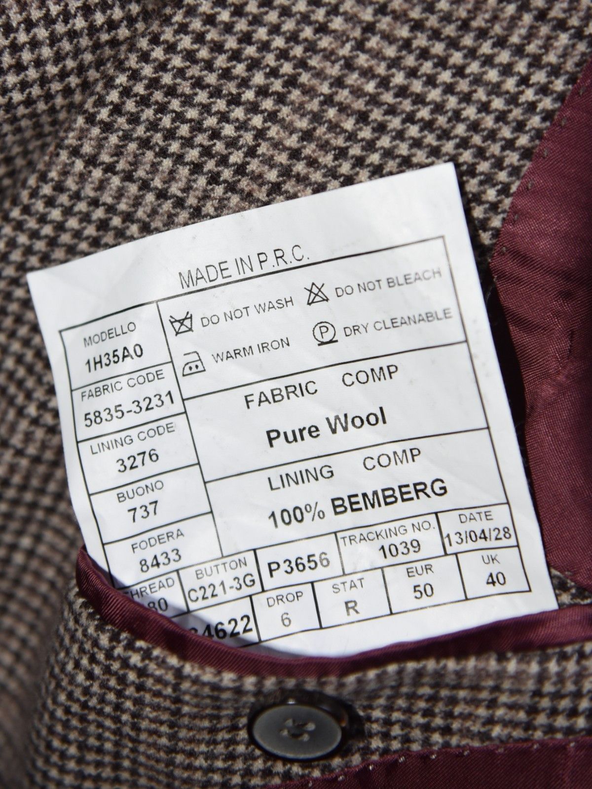 Suitsupply Suitsupply 40R Havana Brown Glenheck Sport Coat Size 40R - 4 Thumbnail