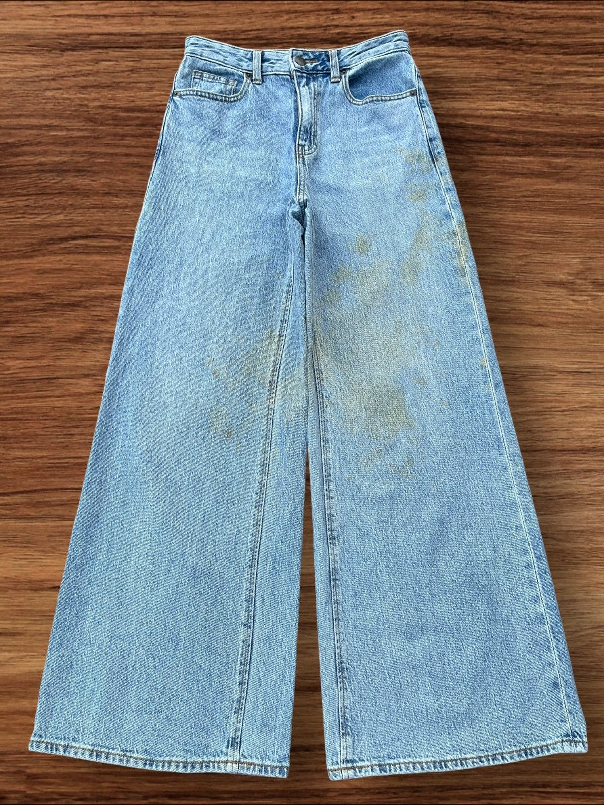 Japanese Brand × Vintage Vintage Japanese Brand Dirty Washed High Rise Wide Leg Jeans Size 26" / US 2 / IT 38 - 1 Thumbnail
