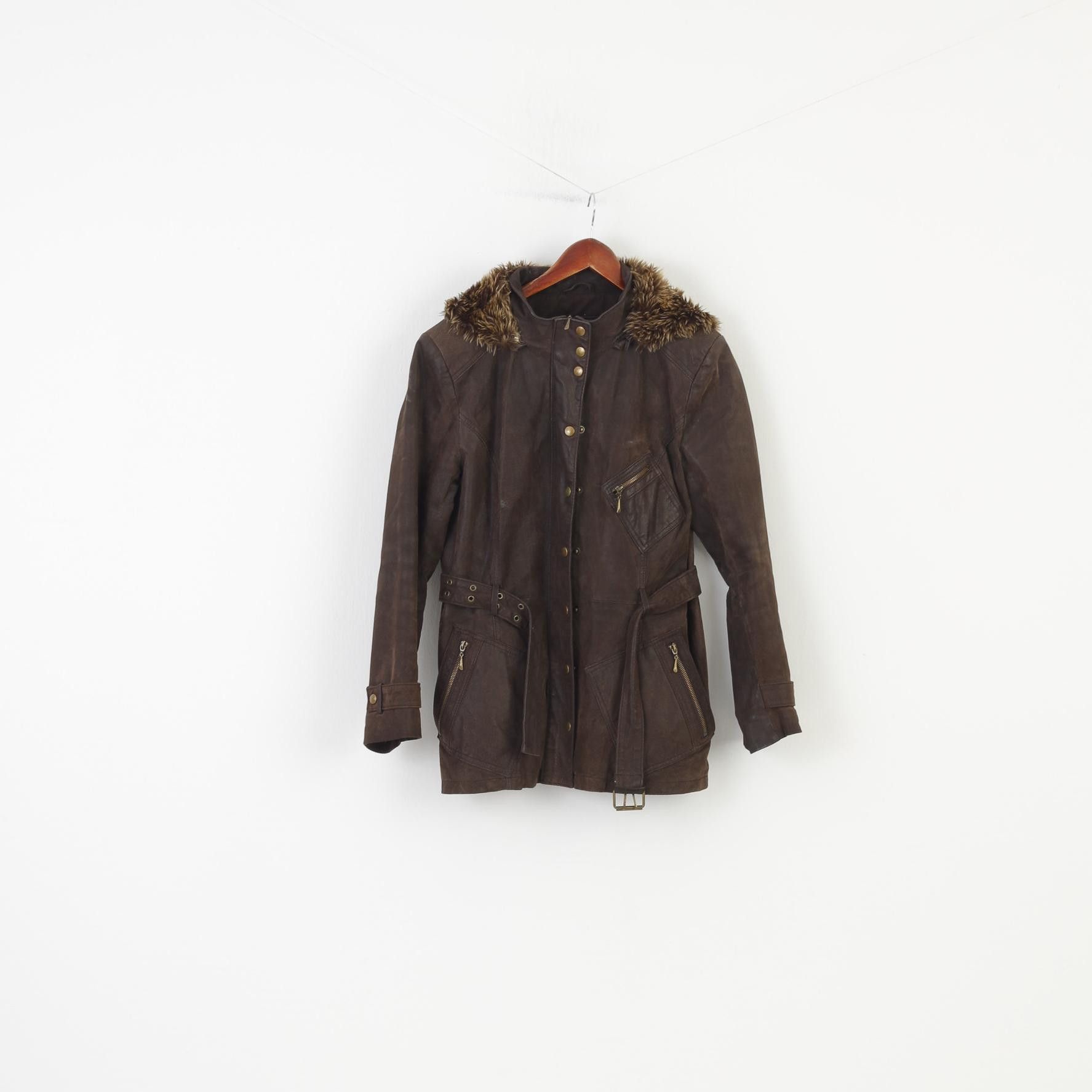 C&A × Vintage C&A Woman 46 (S) Leather Jacket Brown Full Zipper 2202 Size S / US 4 / IT 40 - 1 Thumbnail
