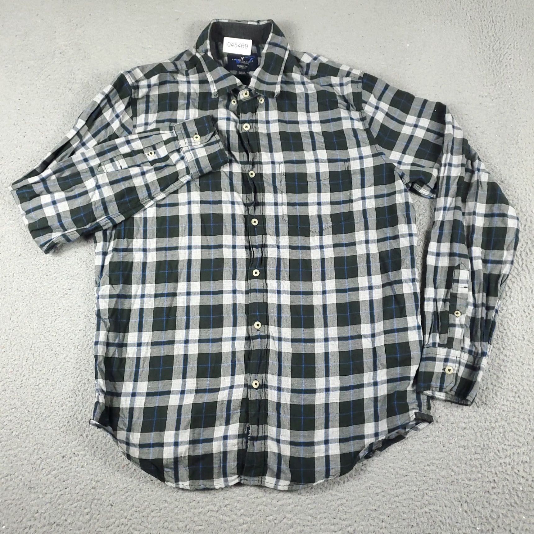 American Eagle Outfitters American Eagle Outfitters Shirt Adult Large Gray Plaid Button-Up Long Sleeve Cotton Casual Mens Size US L / EU 52-54 / 3 - 2 Thumbnail