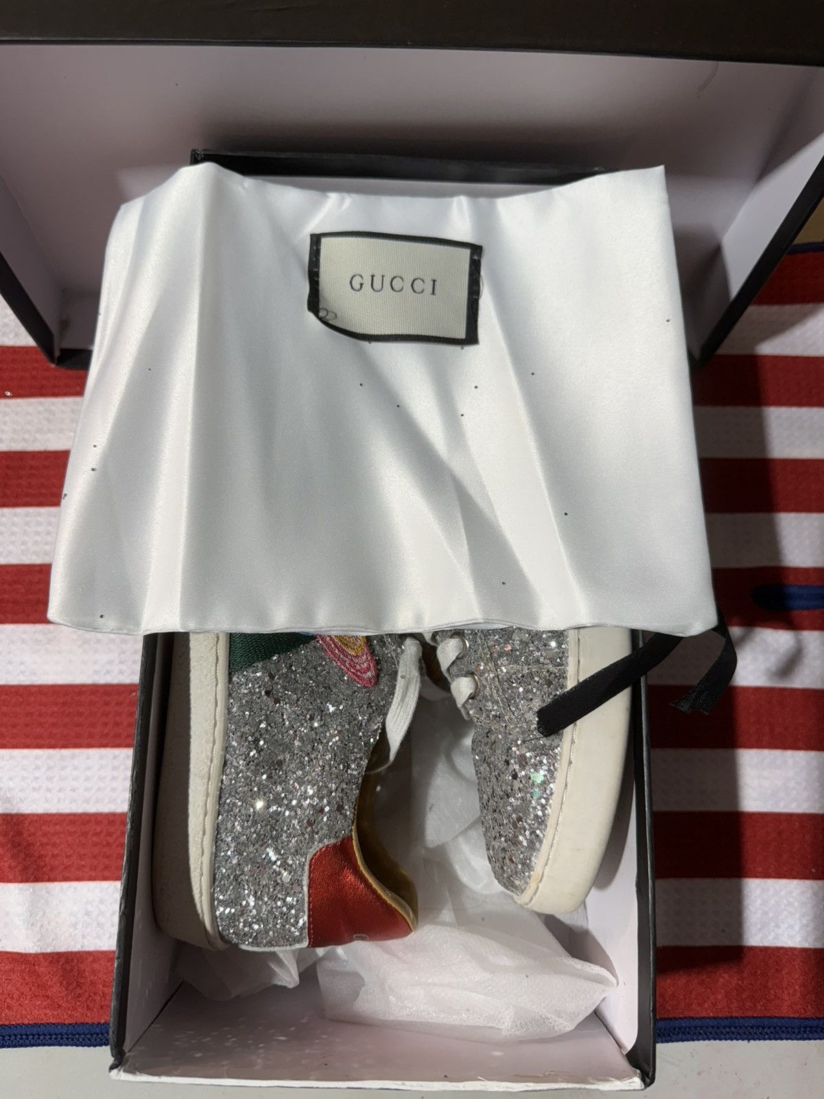 Gucci Gucci Saturn Glitter Low Top Sneaker Size US 8.5 / IT 38.5 - 8 Thumbnail