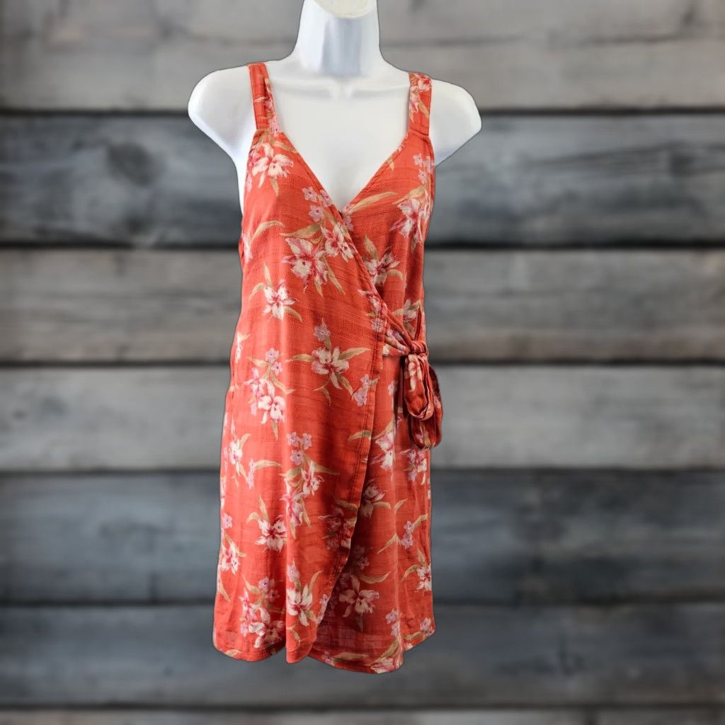 American Eagle Outfitters VINTAGE American Eagle Womens Wrap Dress XS Red/Orange Floral Sleeveless Size XS / US 0-2 / IT 36-38 - 1 Thumbnail