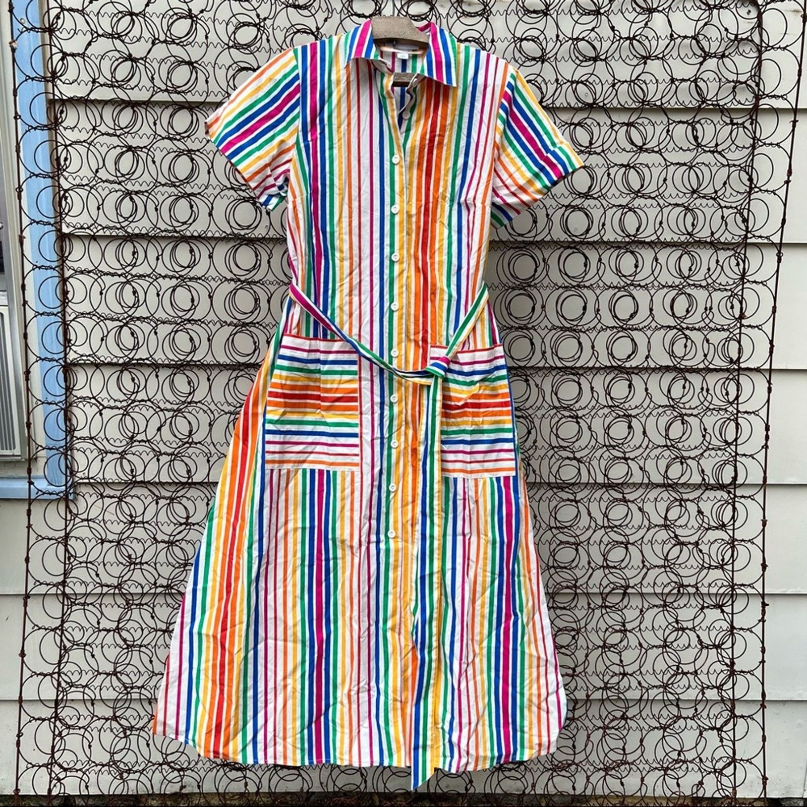 Christopher John Rogers Christopher John Rogers Rainbow Stripe Shirt Dress Size XS / US 0-2 / IT 36-38 - 2 Thumbnail