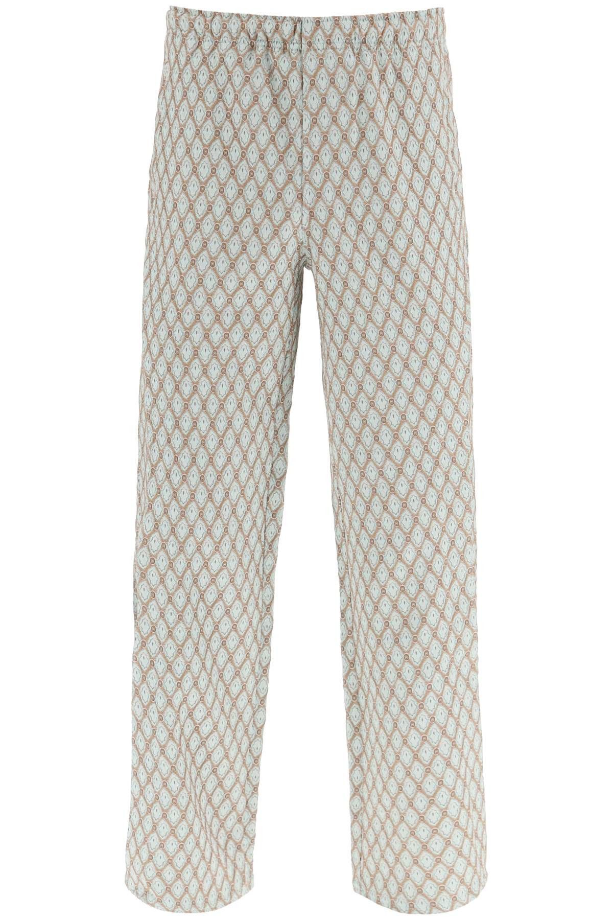 image of Andersson Bell Geometric Jacquard Pants With Side Opening in Beige, Men's (Size 34)