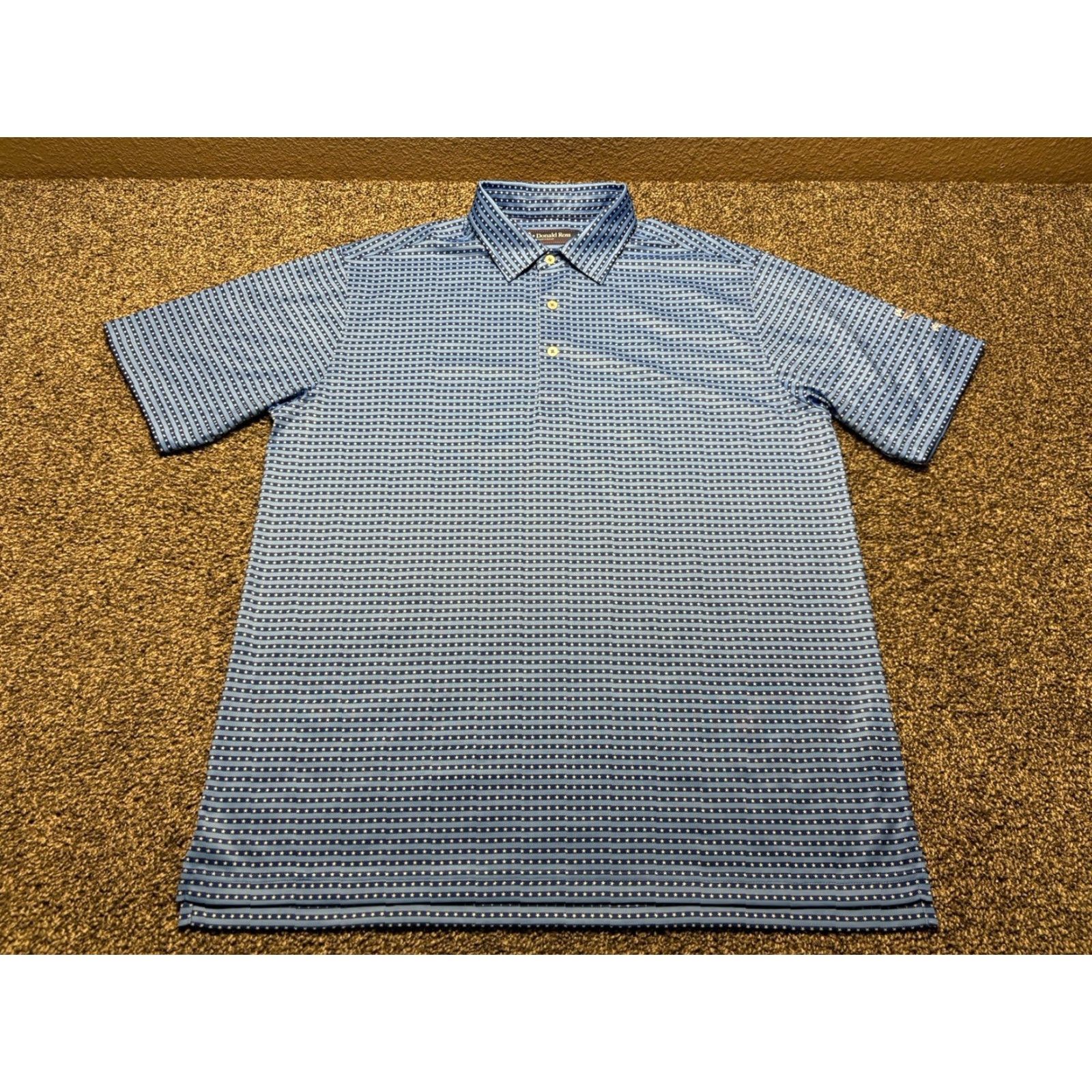 Vintage Donald Ross Polo Men Medium Stars Stripes Golf Shirt USA Blue All Over Print AOP Size US M / EU 48-50 / 2 - 4 Thumbnail