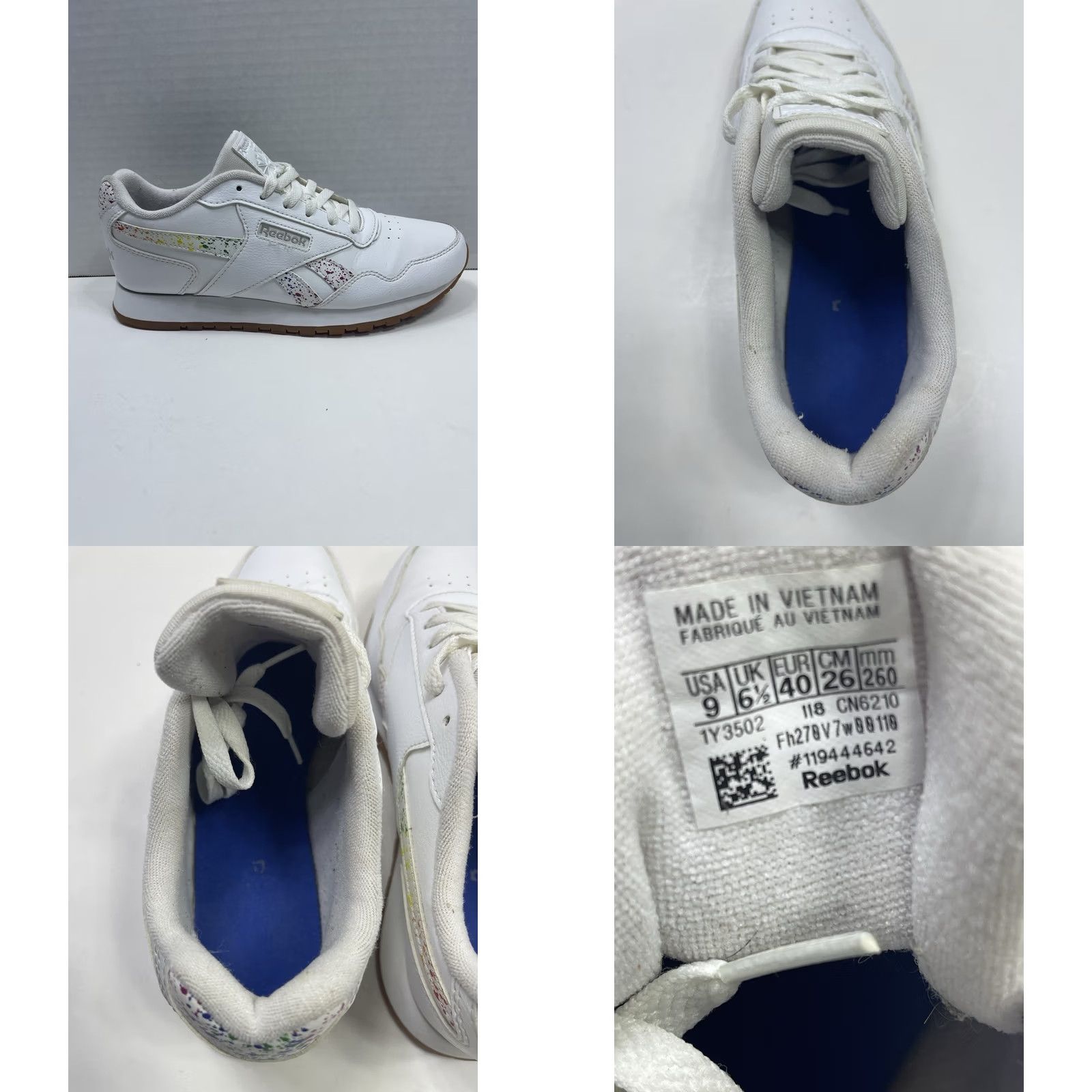 Reebok Reebok Women's Size 9 White Sneaker Paint Splatter Stripe Classic Size US 9 / IT 39 - 8 Thumbnail