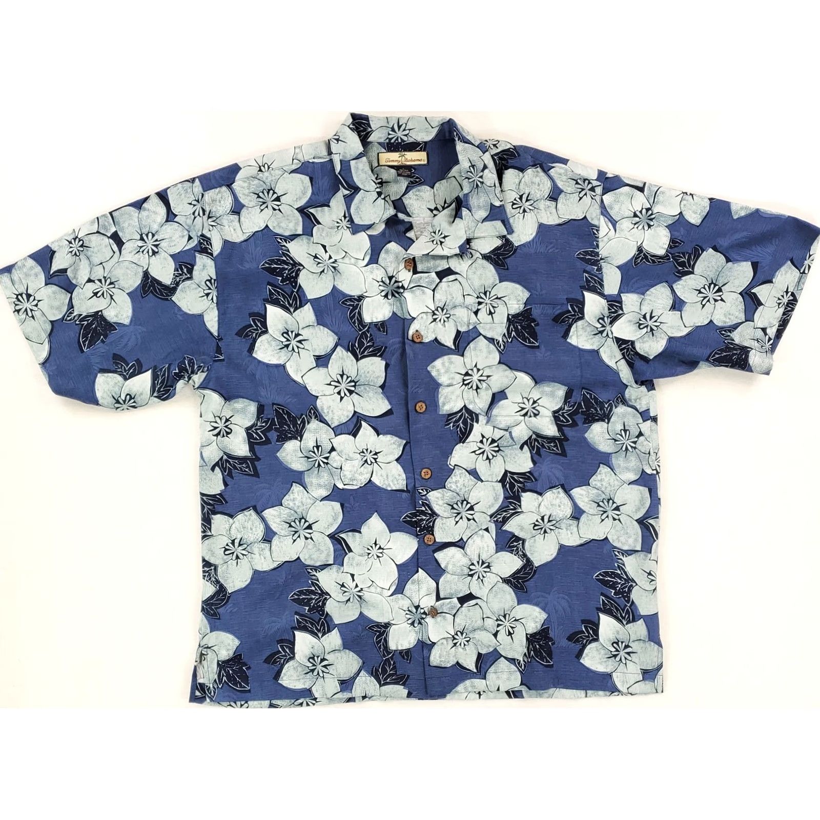 Tommy Bahama Tommy Bahama Shirt Mens L Silk Hawaiian Blue Floral Short Sleeve Button-Up 100% Silk Hawaiian Theme Size US L / EU 52-54 / 3 - 2 Thumbnail