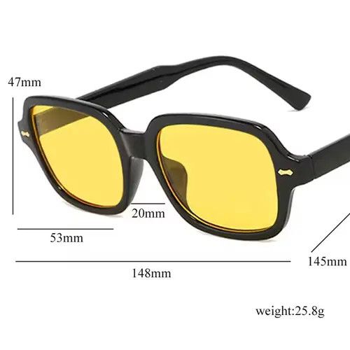 Designer Men Vintage Yellow Square Sunglasses Size ONE SIZE - 4 Thumbnail