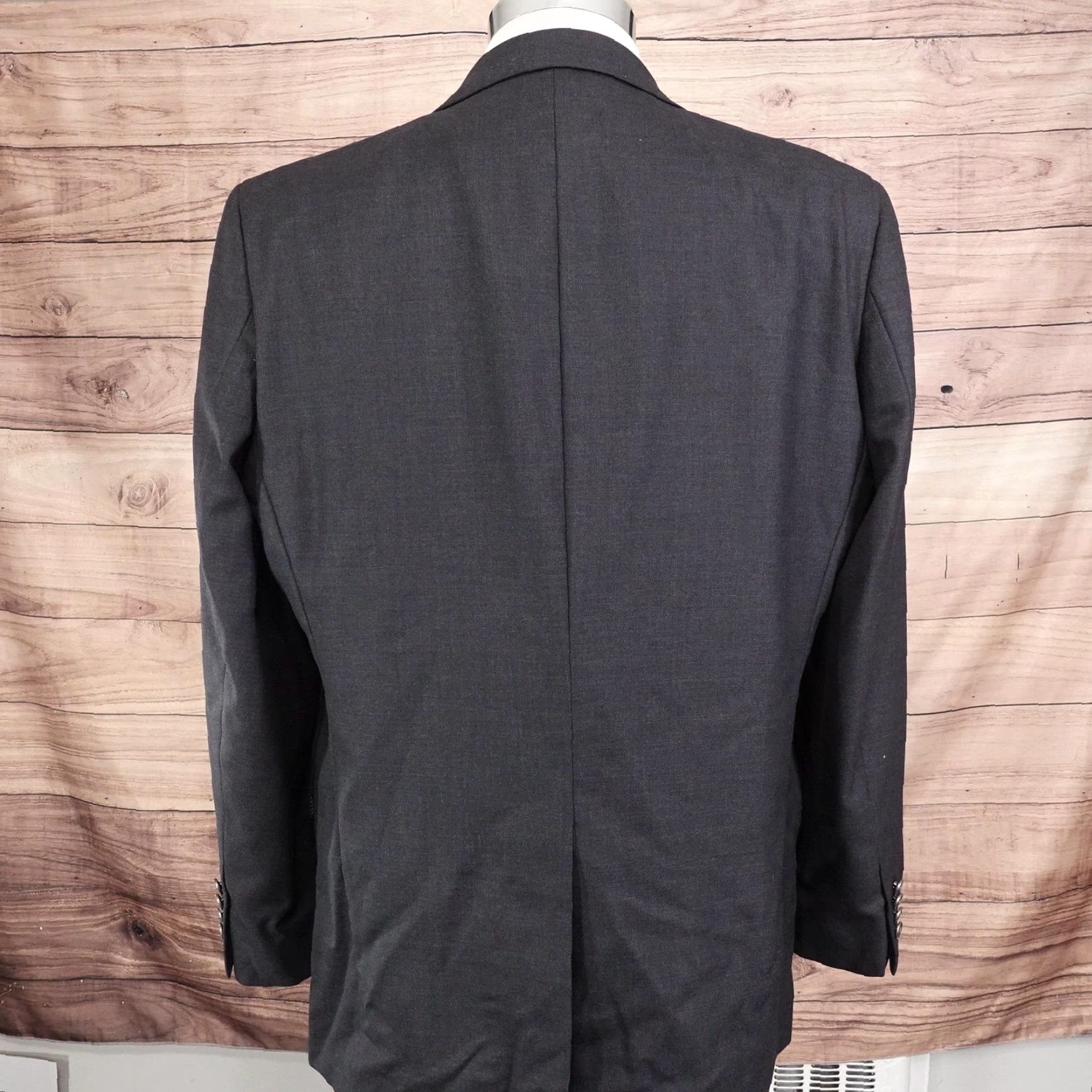 Stafford Stafford Blazer Mens 46R Slim Fit Charcoal Wool 2 Button Notch Lapel 2 Piece Coat Formal Business Size 46R - 5 Thumbnail