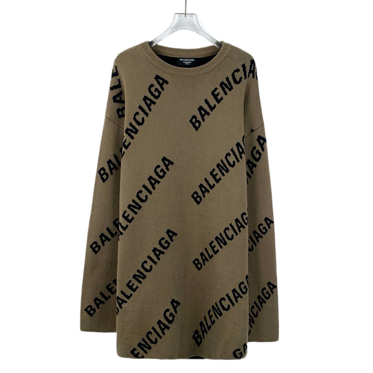 Balenciaga Balenciaga XS Brown Logo Knit Sweater Unisex Wool Blend Roun Size XS / US 0-2 / IT 36-38 - 1 Thumbnail