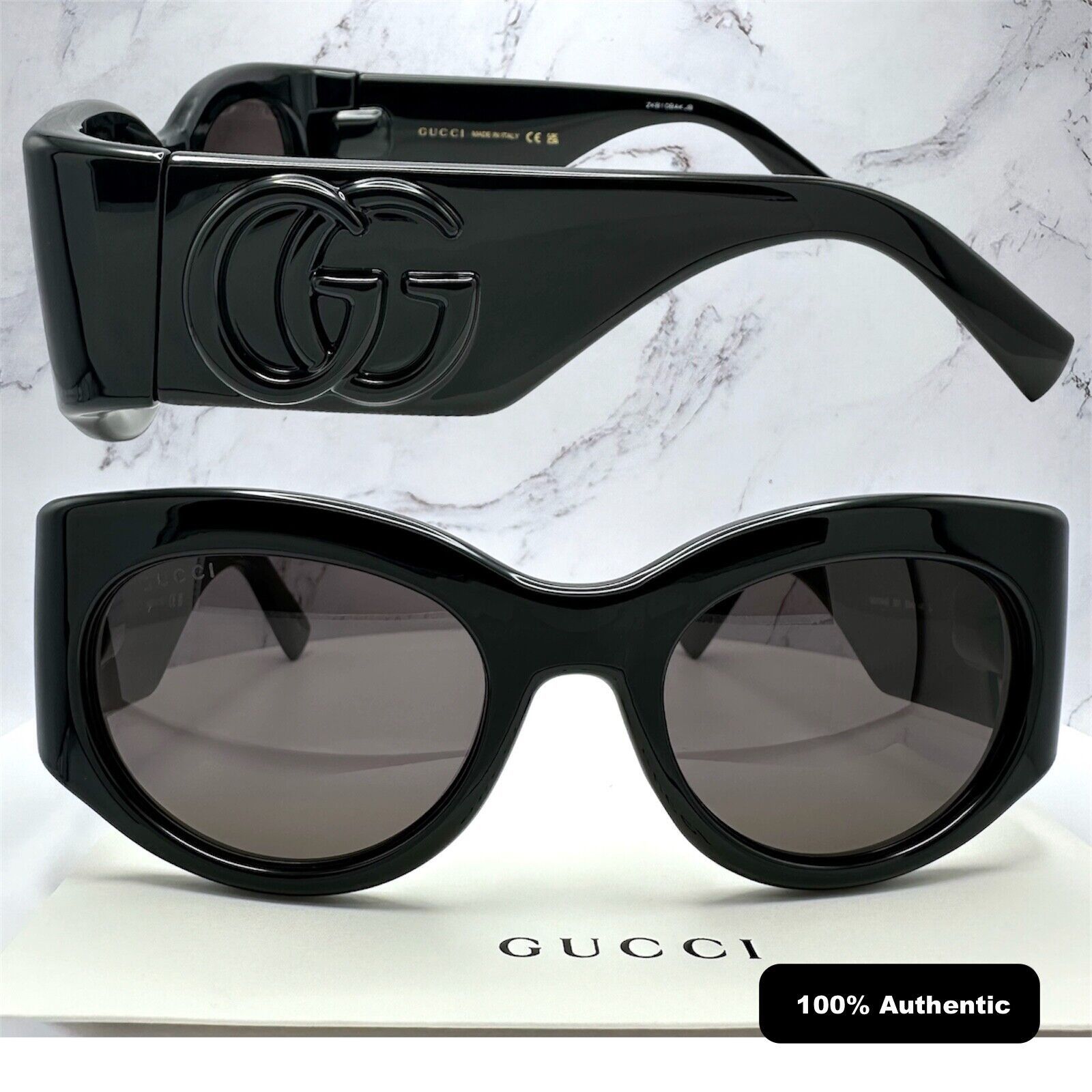 Gucci New GUCCI Sunglasses Black 3D GG Logo Wrap Triple Black Size ONE SIZE - 3 Thumbnail