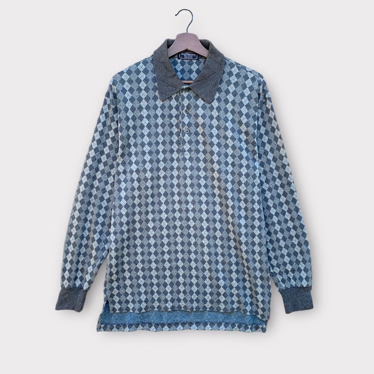 Burberry VINTAGE 90s BURBERRYS USA ARGYLE KNIT POLO SHIRT Size US M / EU 48-50 / 2 - 1 Thumbnail