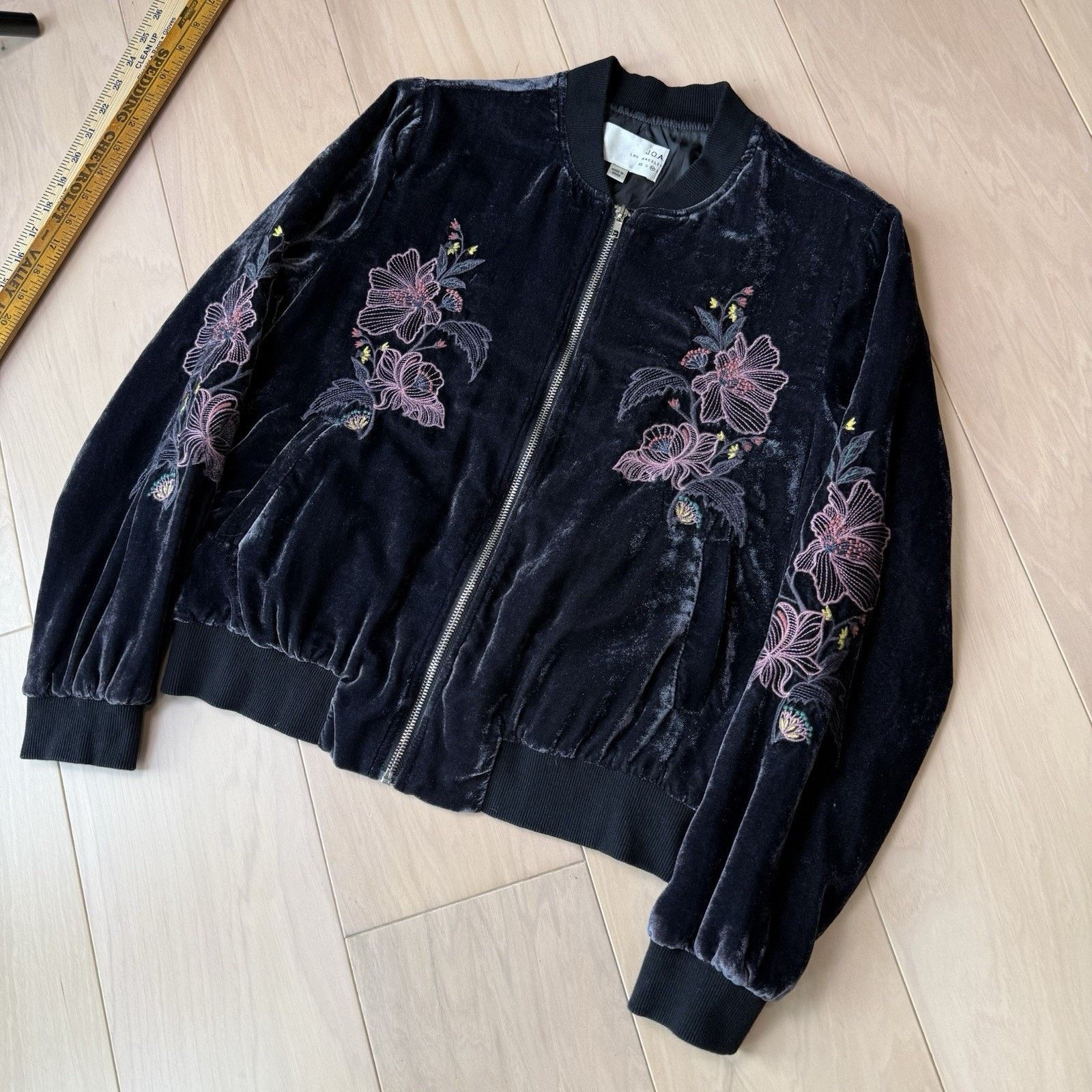 Other JOA Jacket Women's Medium Black Velvet Embroidered Full Zip Size M / US 6-8 / IT 42-44 - 10 Thumbnail
