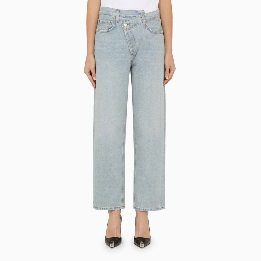 Agolde o1d2blof0724 Destructed Denim Jeans in Light Blue Size 28" / US 6 / IT 42 - 1 Thumbnail