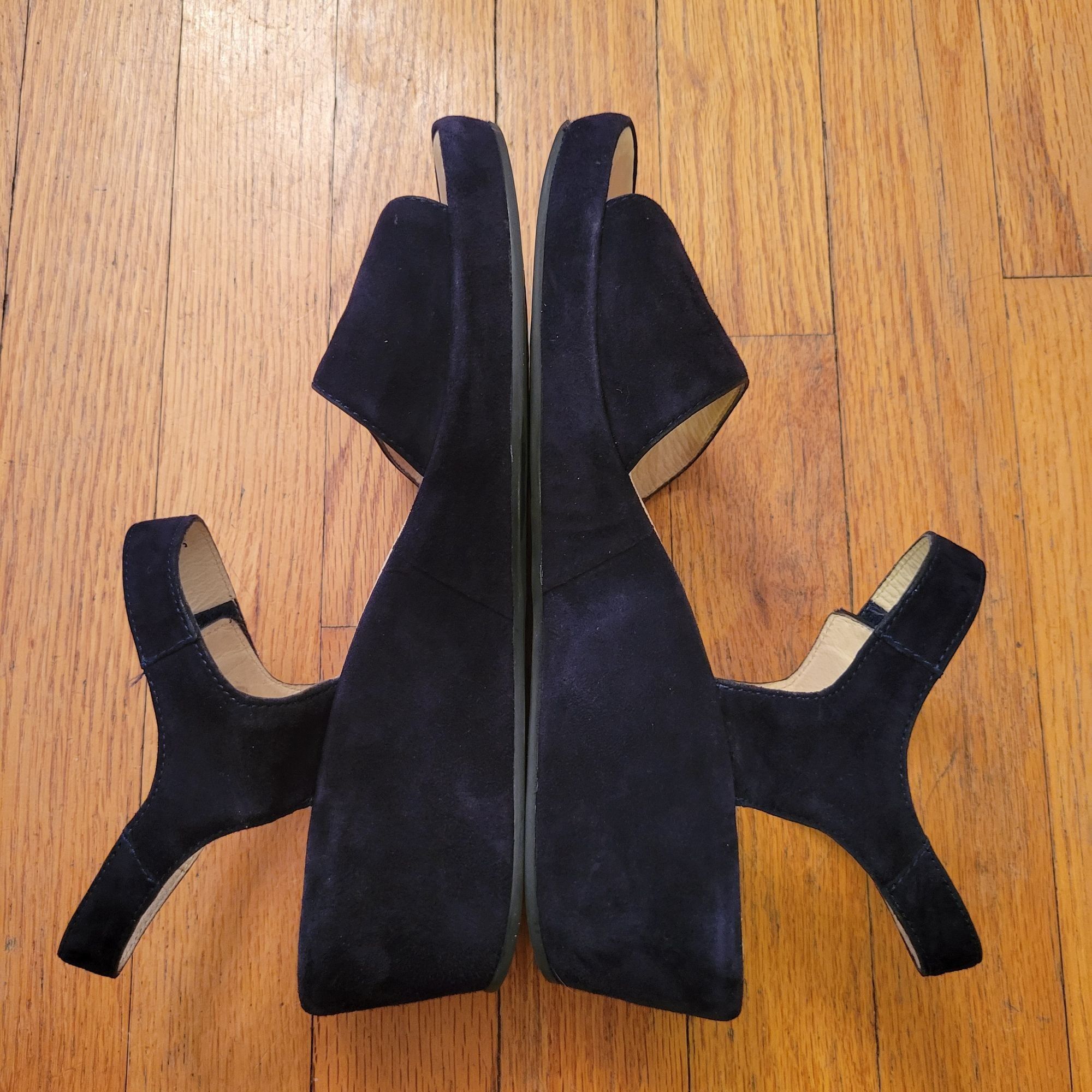 ARA Germany 39 Black Suede Leather Sandals Wedge Platform Op