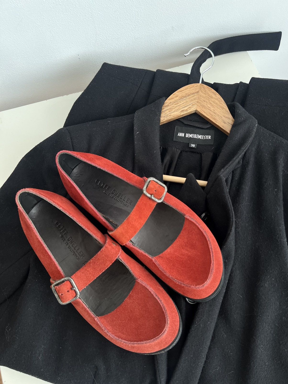 Ann Demeulemeester 🇺🇸Cliff Dweller x Cydwoq Mary Jane Red Suede Shoes Size US 7 / IT 37 - 1 Thumbnail