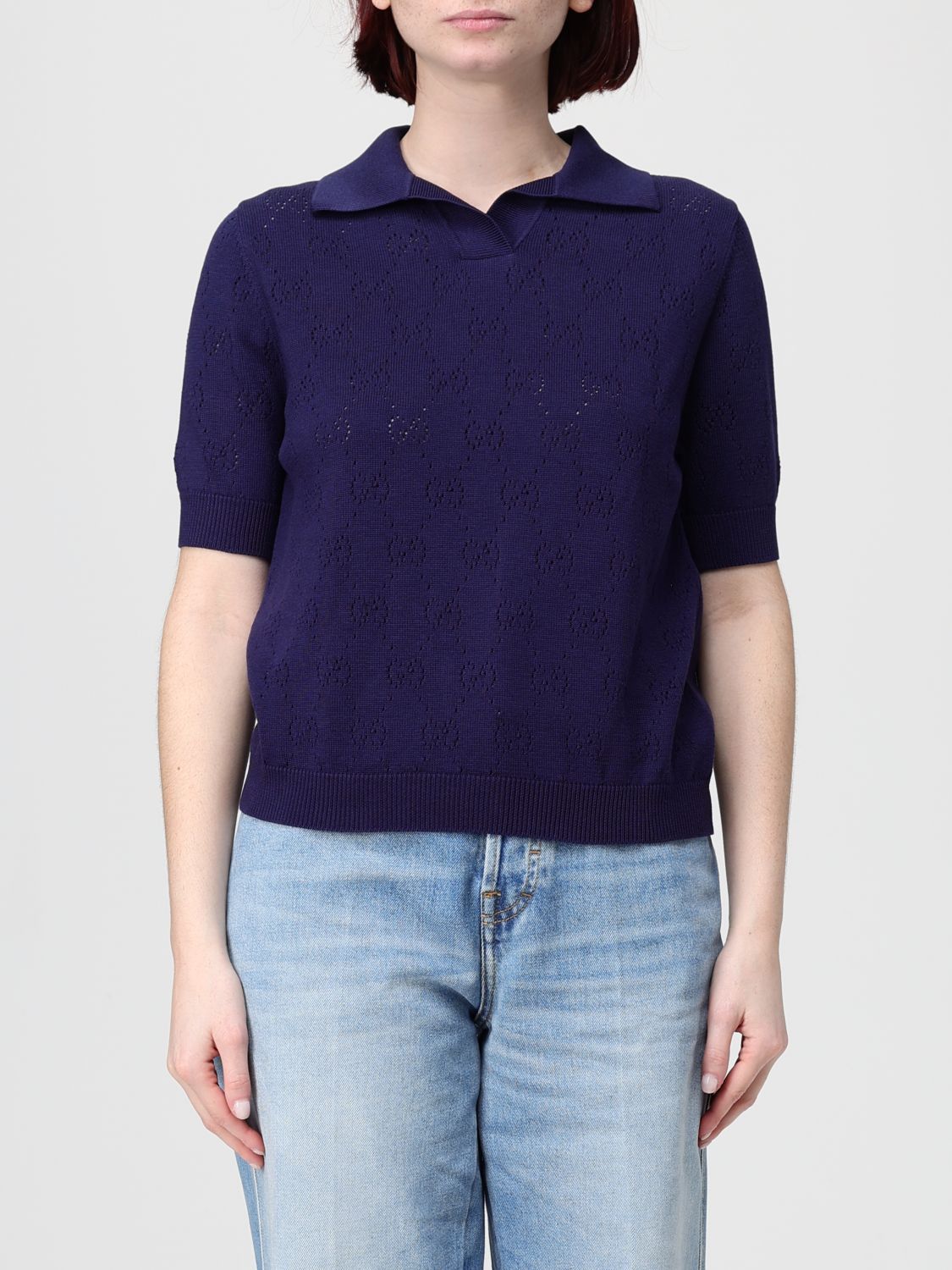 Gucci Gucci Polo Shirt Woman Blue Size L / US 10 / IT 46 - 1 Thumbnail