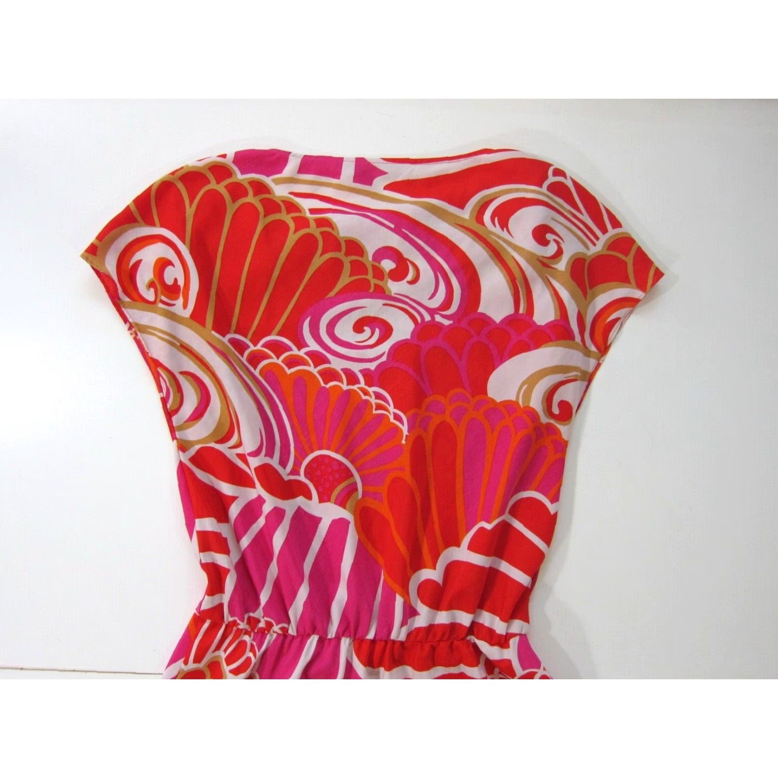 Vintage Natori Pink Orange White Geometric Cap Sleeve Tent A-Line Sheath Tunic Dress S Size S / US 4 / IT 40 - 6 Thumbnail
