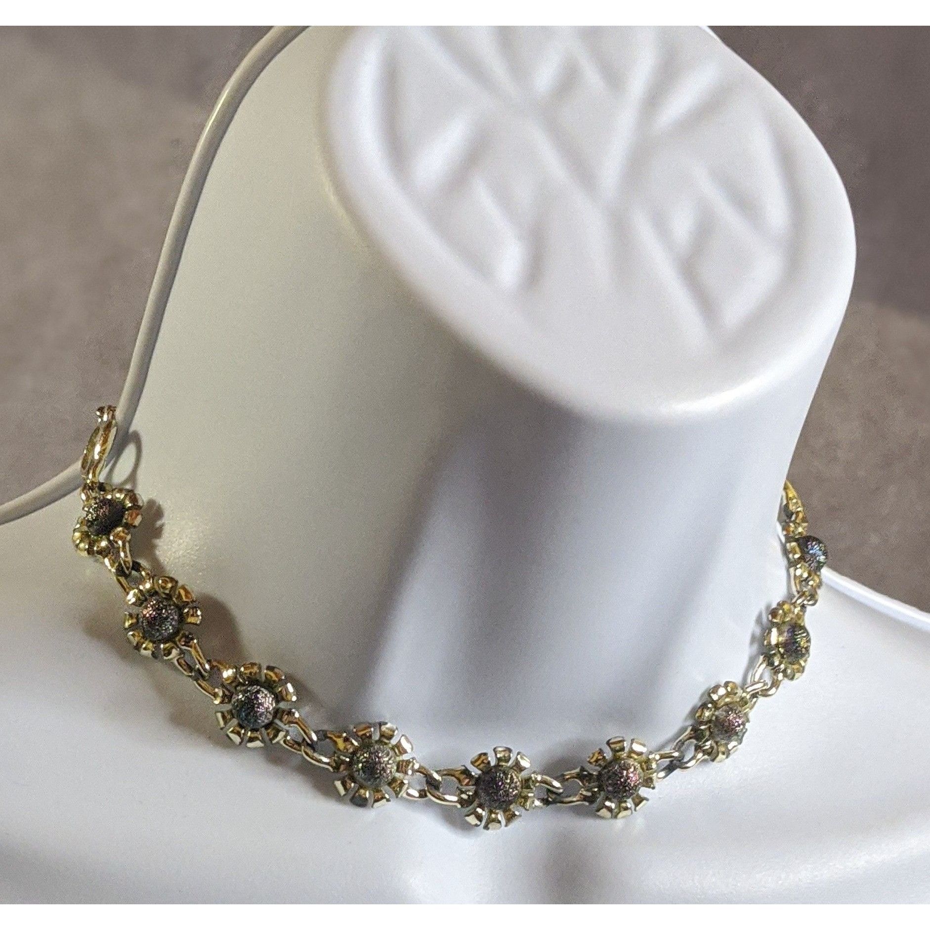 Other Vintage 90s Floral Oil Slick Purple And Silver Tone Necklace Size ONE SIZE - 4 Thumbnail