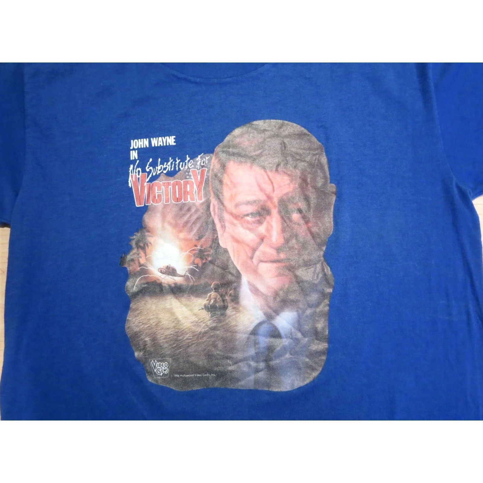 Vintage VINTAGE vintage 1986 NO SUBSTITUTE FOR VICTORY JOHN WAYNE MOVIE T-Shirt SMALL blue 80s Mens T-Shirt Size US S / EU 44-46 / 1 - 2 Thumbnail