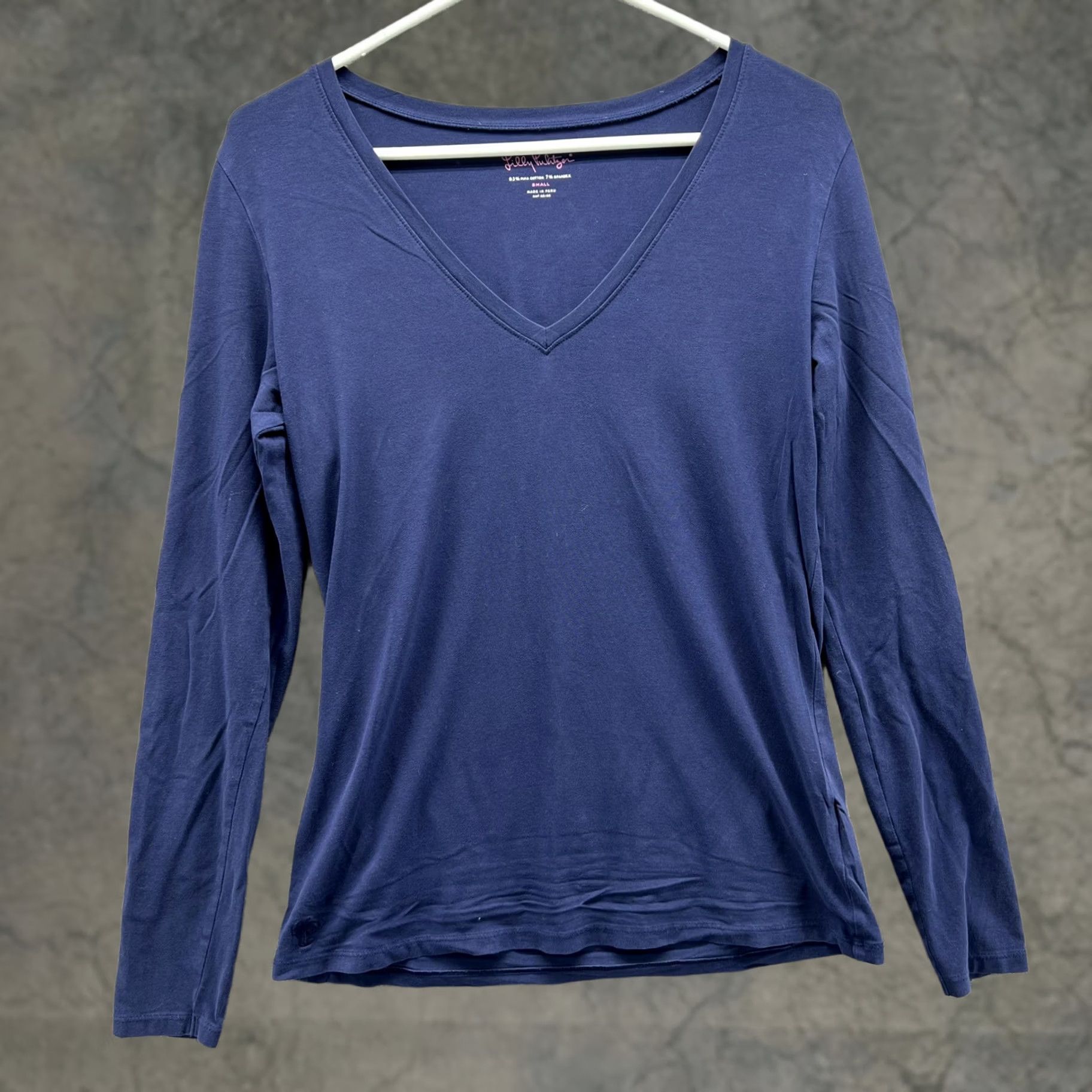 Lilly Pulitzer Lilly Pulitzer Shirt Womens Small Blue Pima Cotton V Neck Long Sleeve Tee Top Size S / US 4 / IT 40 - 1 Thumbnail