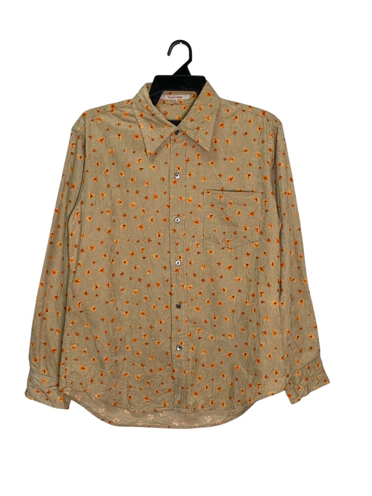 Japanese Brand Rare Design Bound Edge Floral Soft Corduroy Button Up Shirts Size L / US 10 / IT 46 - 1 Thumbnail