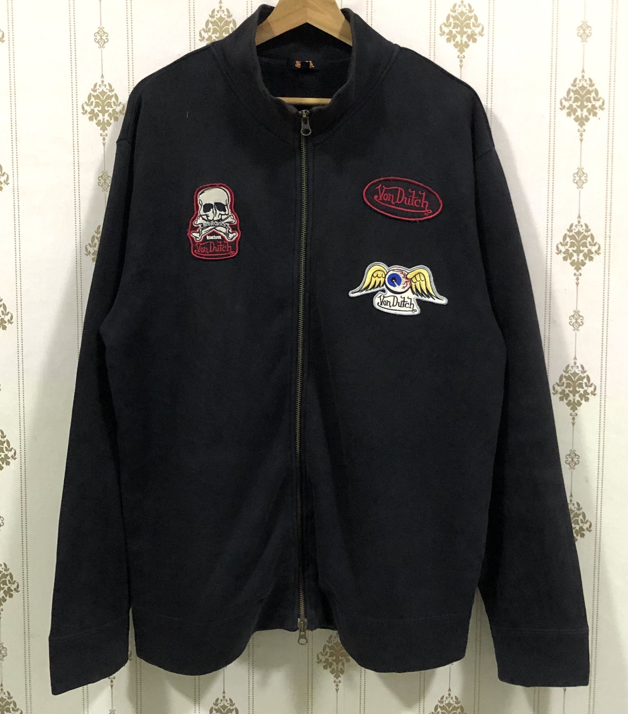 Vintage Von Dutch Patch Logo Sweater Jacket