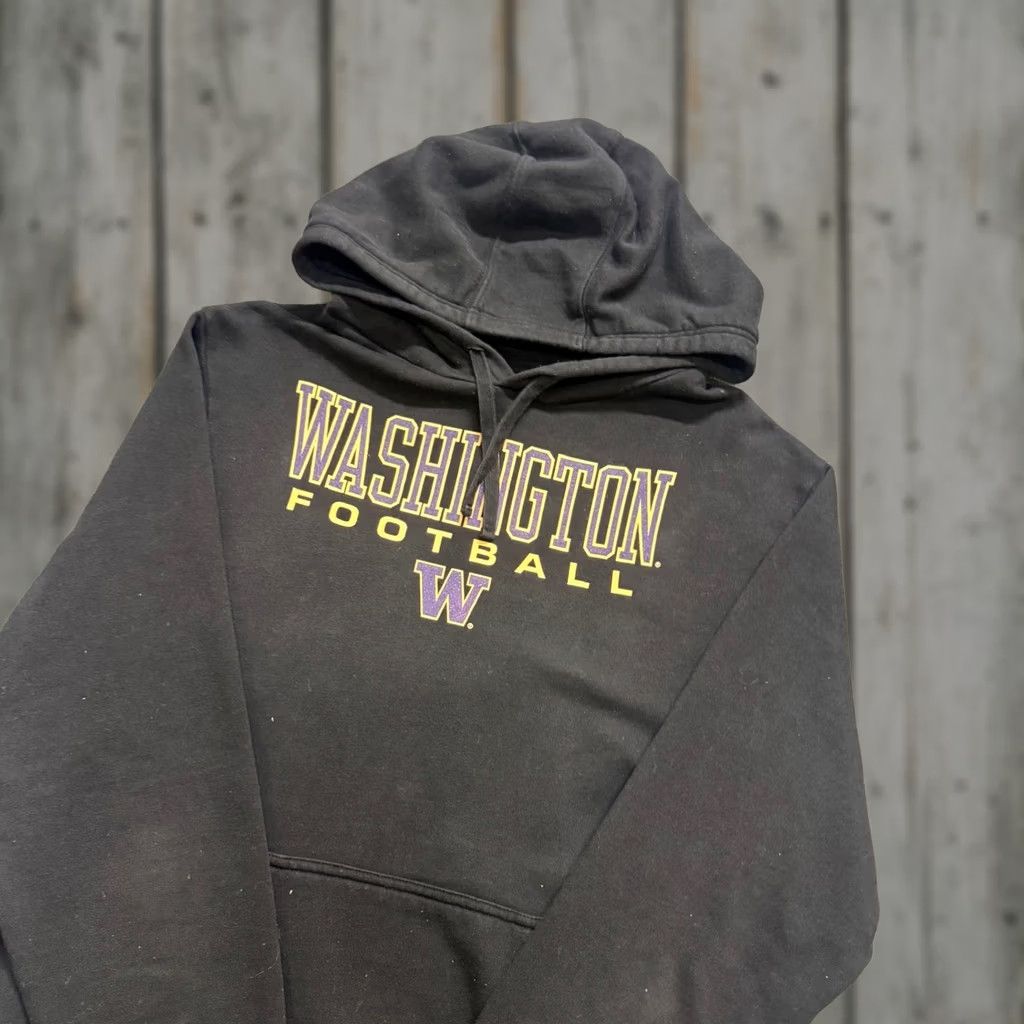 Vintage Fanatics Washington Huskies Hoodie Pullover Men L Black Football Distressed Fade Size US L / EU 52-54 / 3 - 1 Thumbnail