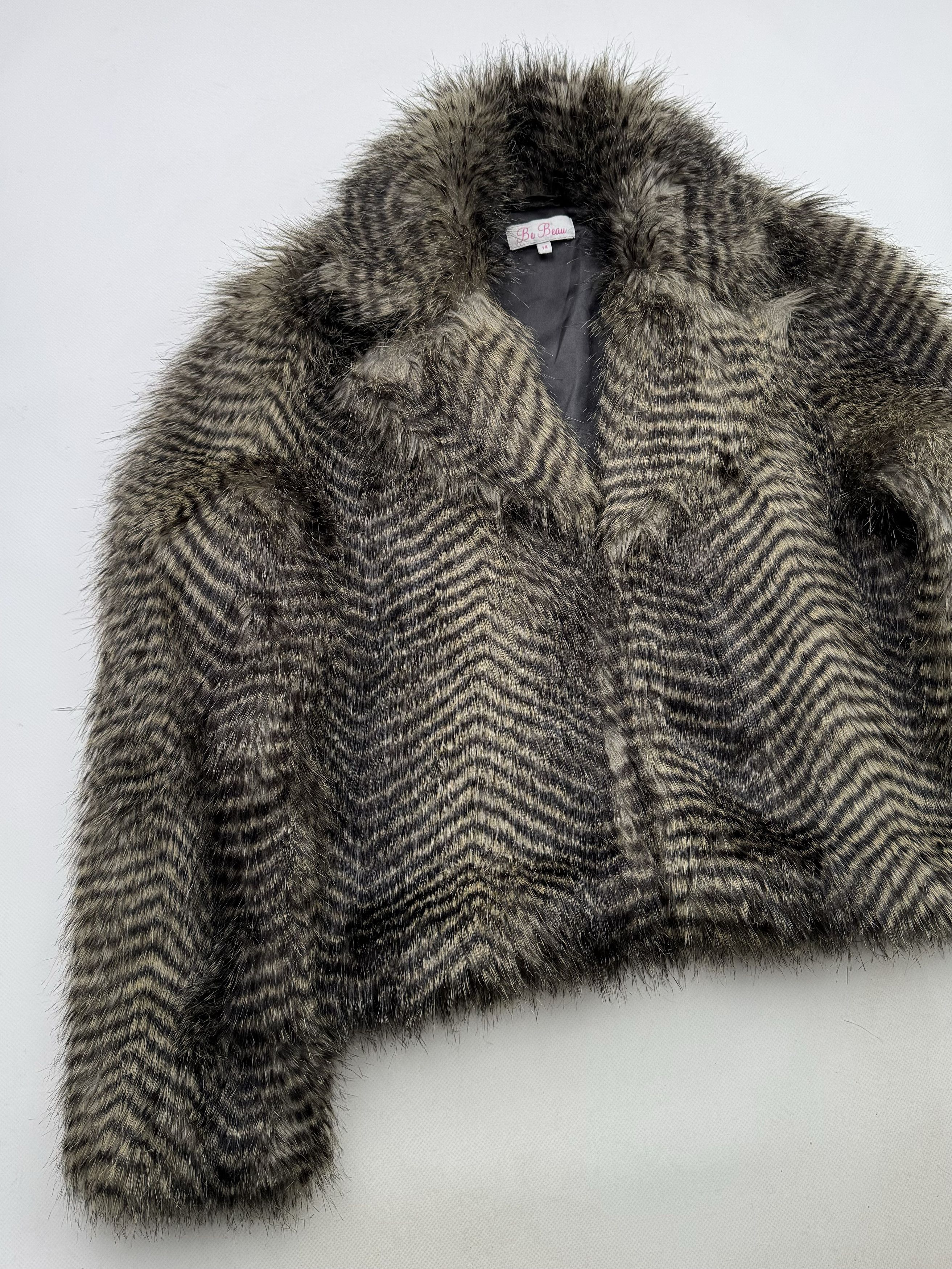 Vintage 00's Faux Fur Cropped Jacket B103 E2(V417) Size L / US 10 / IT 46 - 2 Thumbnail