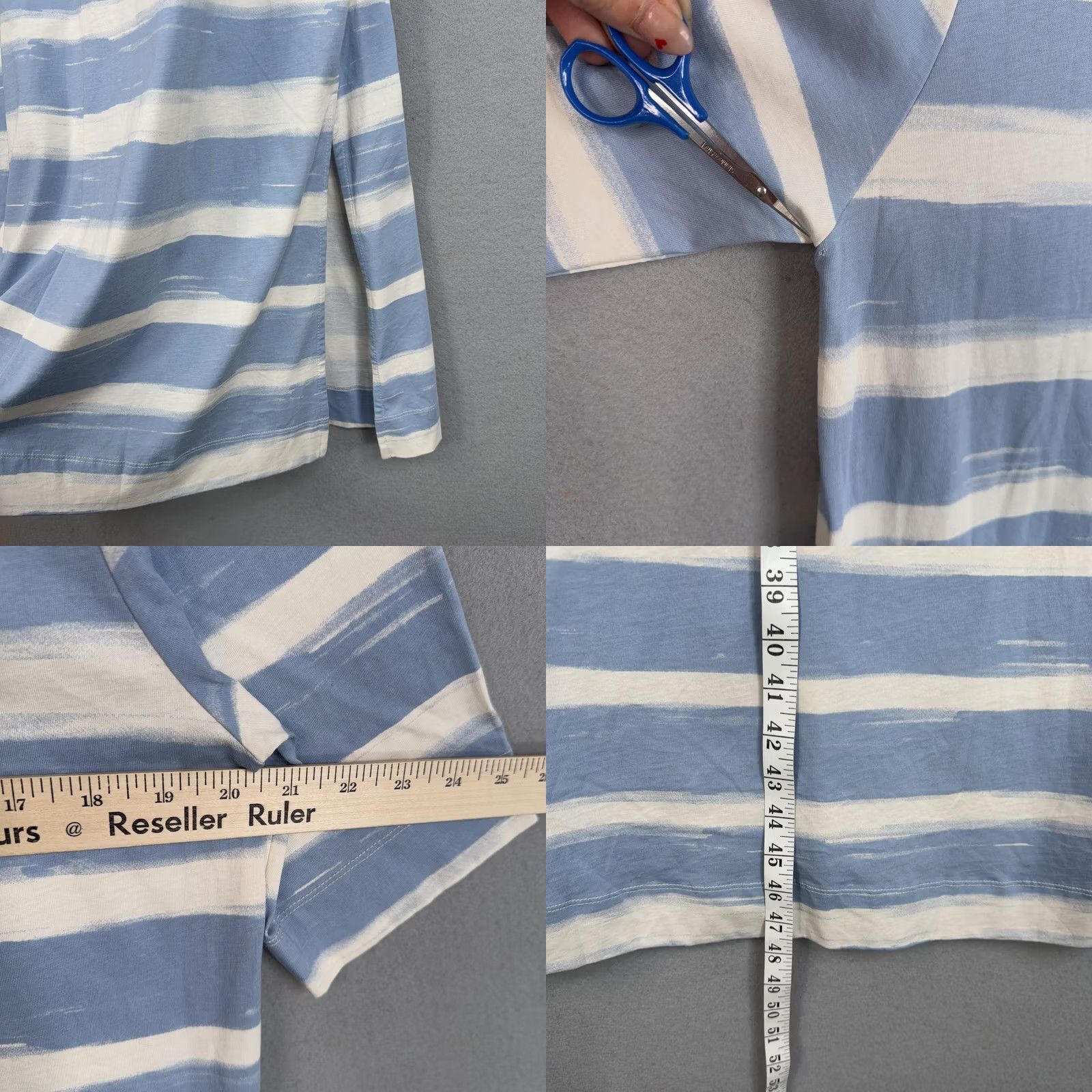 Vintage Masai Dress Womens Medium Blue White Stripe T Shirt Midi Side Slit Jersey Cotton Size M / US 6-8 / IT 42-44 - 8 Thumbnail